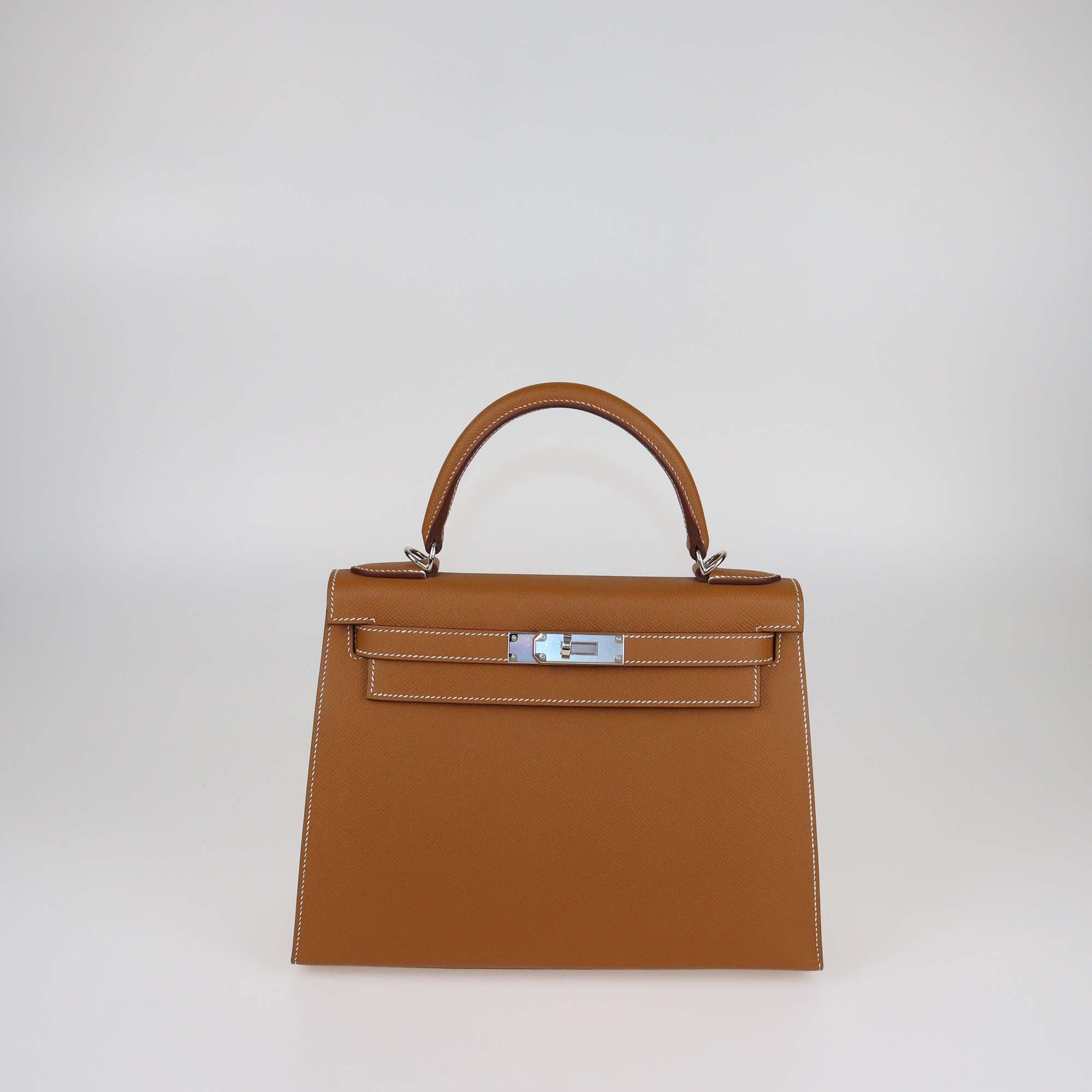 Hermes Gold Epsom Leather Palladium Hardware Kelly Sellier 28 Bag