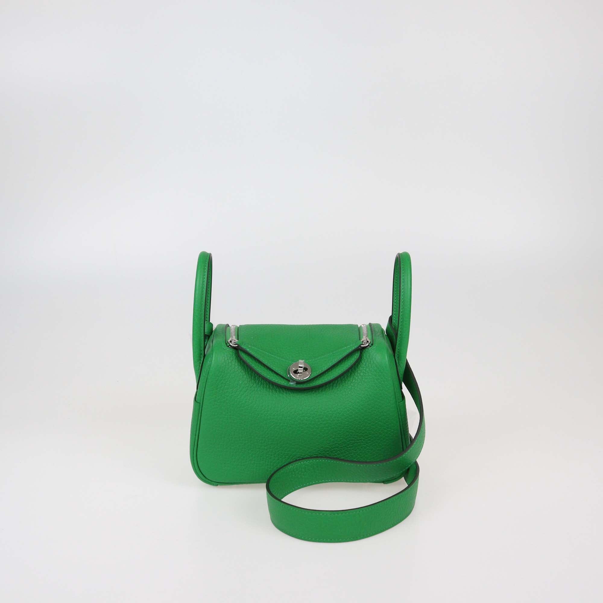 Hermes Vert Menthe Clemence Leather Mini Lindy II Bag Womens Hermes 