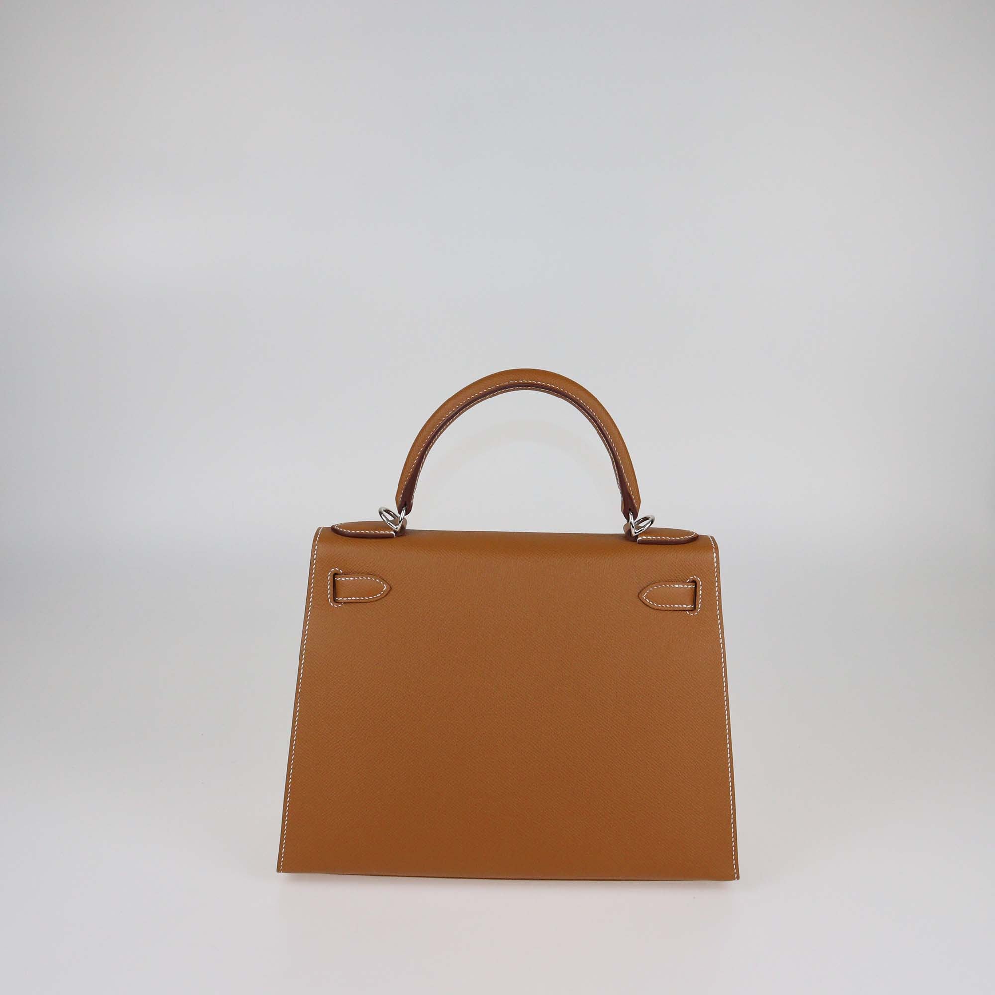 Hermes Gold Epsom Leather Palladium Hardware Kelly Sellier 28 Bag