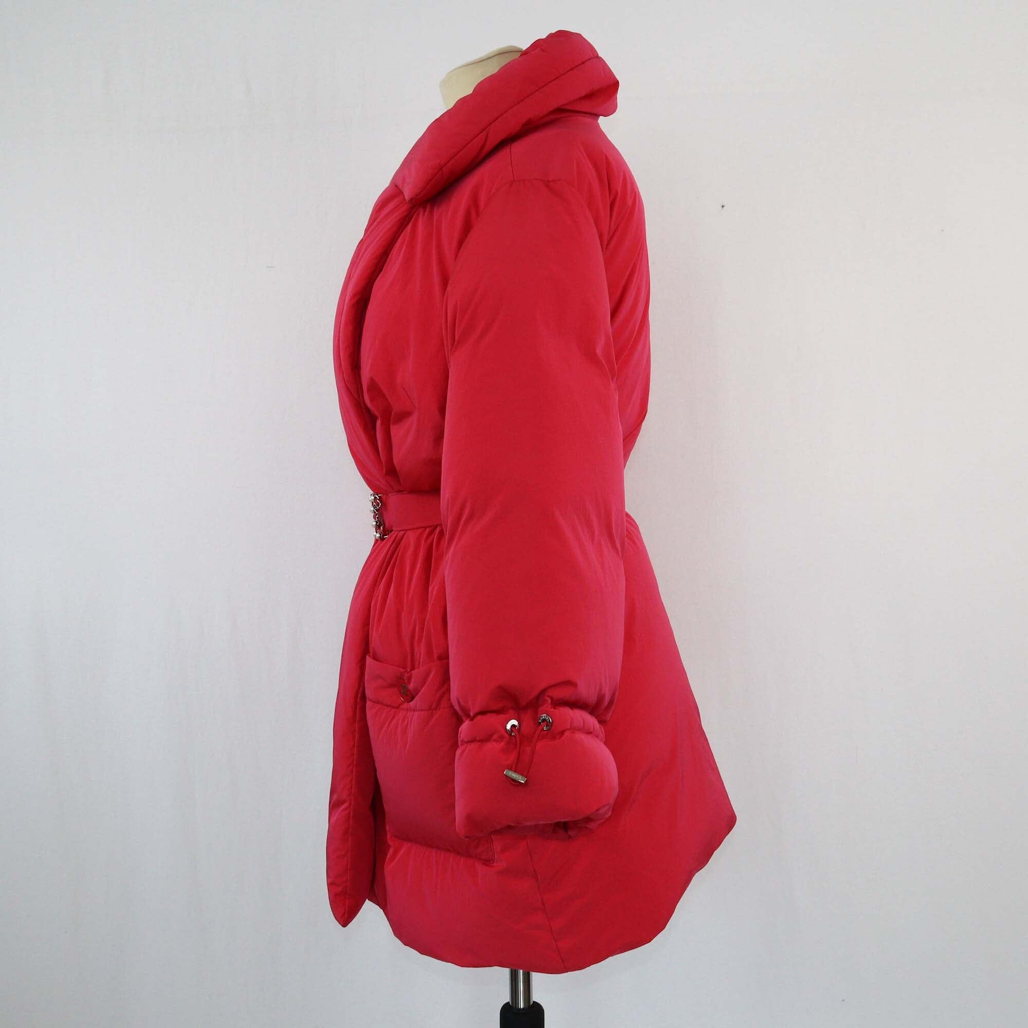 Chanel Pink CC Belted Puffer Jacket Womens Chanel 