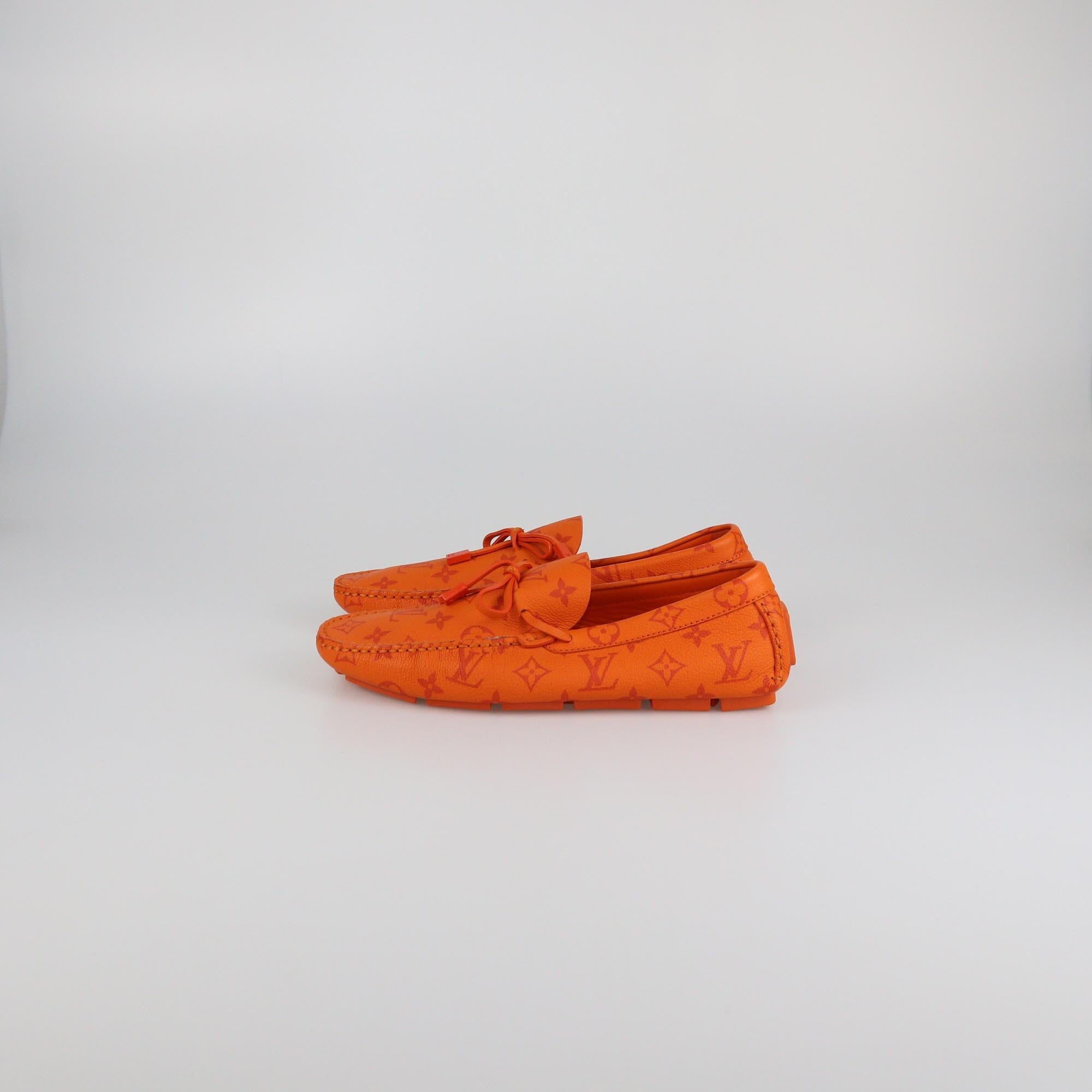 Louis Vuitton Orange Monogram LV Driver Moccasins Mens Louis Vuitton 