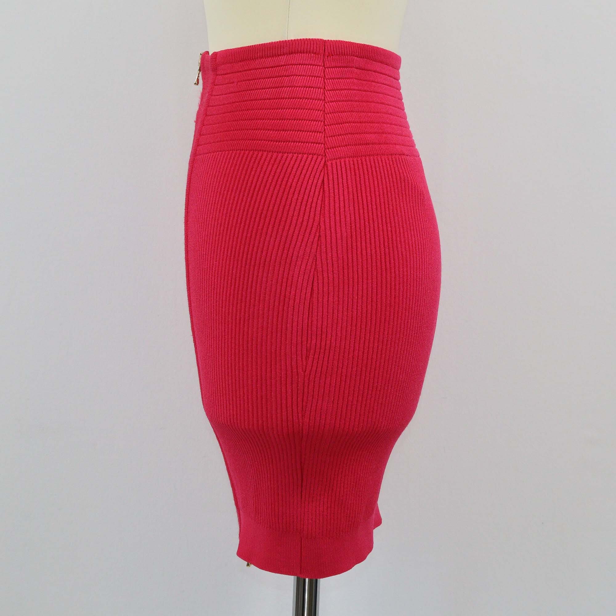 Balmain Pink Stripe Knited Zipped Mini Skirt Womens Balmain 