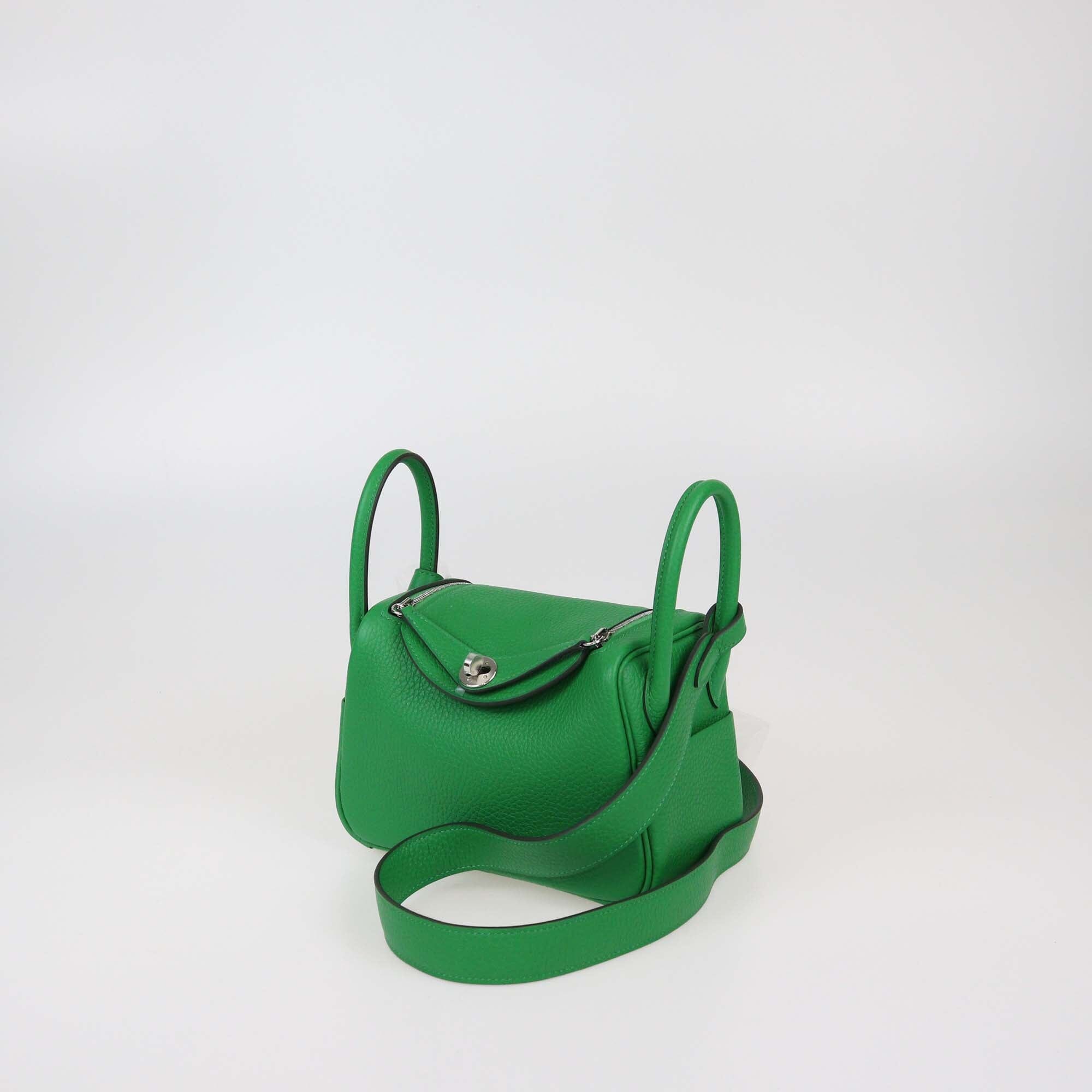 Hermes Vert Menthe Clemence Leather Mini Lindy II Bag Womens Hermes 