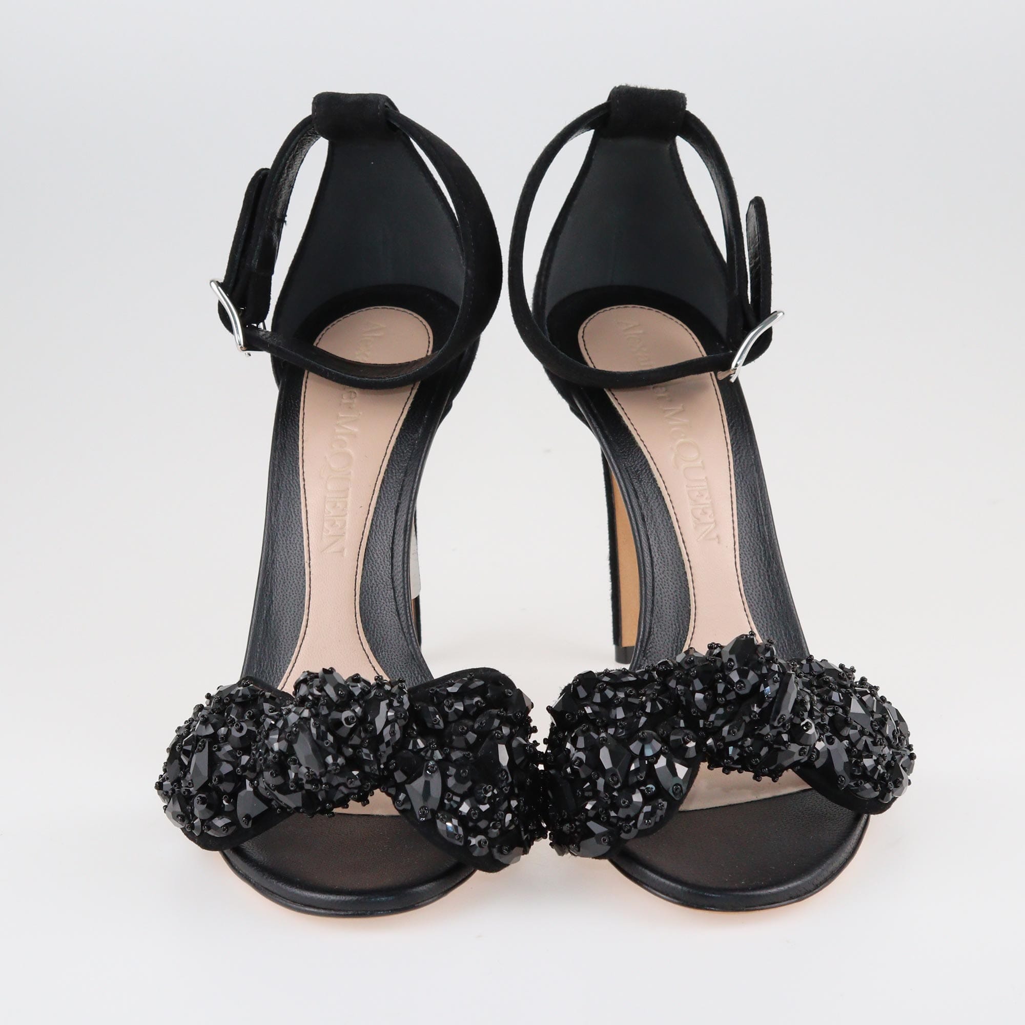 Alexander McQueen Black Jewel Bow Ankle Strap Sandals Shoes Alexandra McQueen 