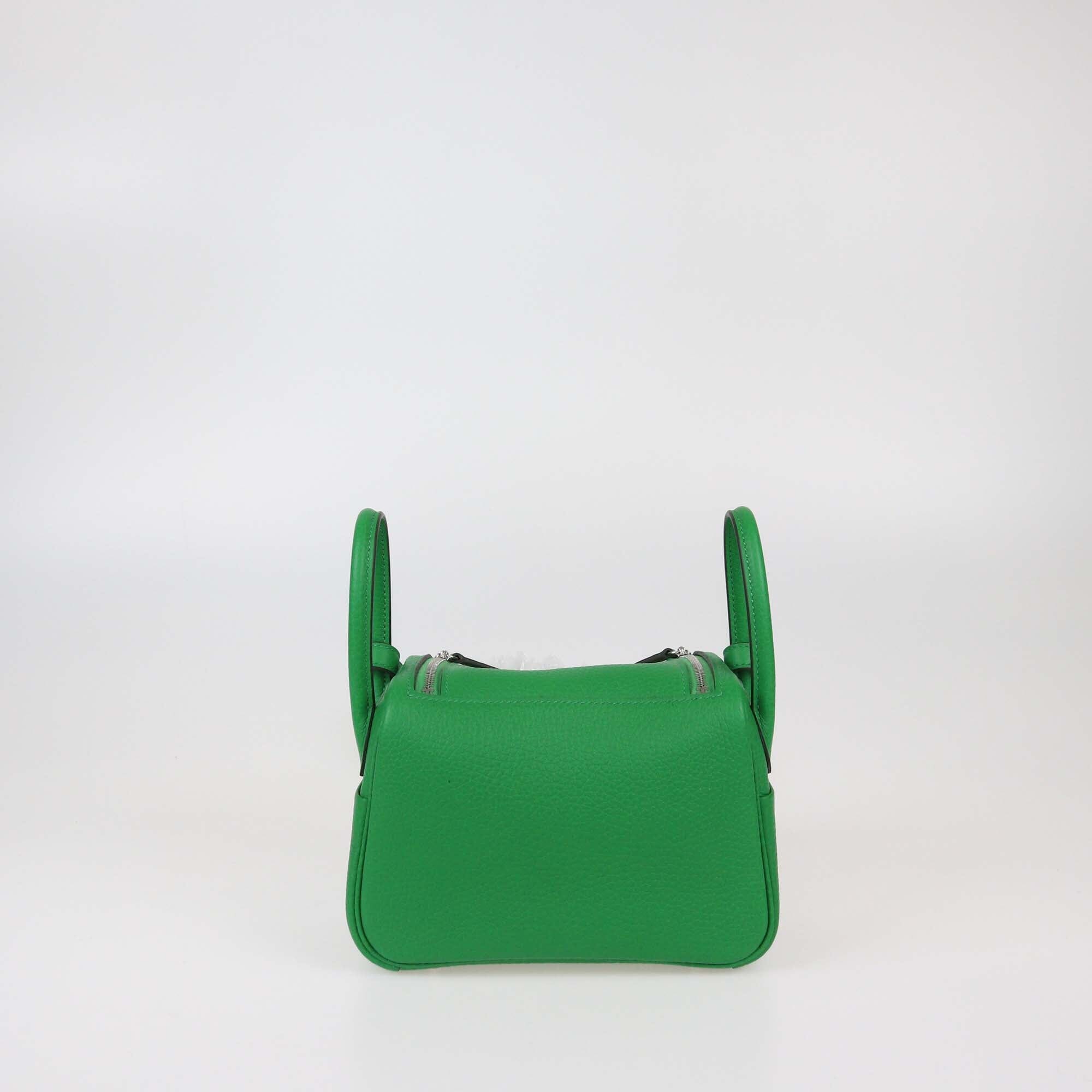 Hermes Vert Menthe Clemence Leather Mini Lindy II Bag Womens Hermes 