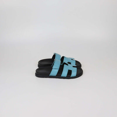Hermes Bleu Cameo Matte Alligator Chypre Sandals