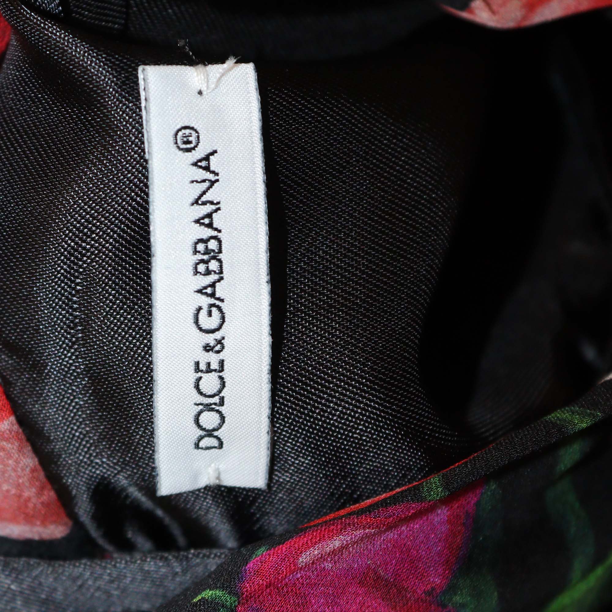 Dolce & Gabbana Kids Multicolor Floral Print Chiffon Midi Dress