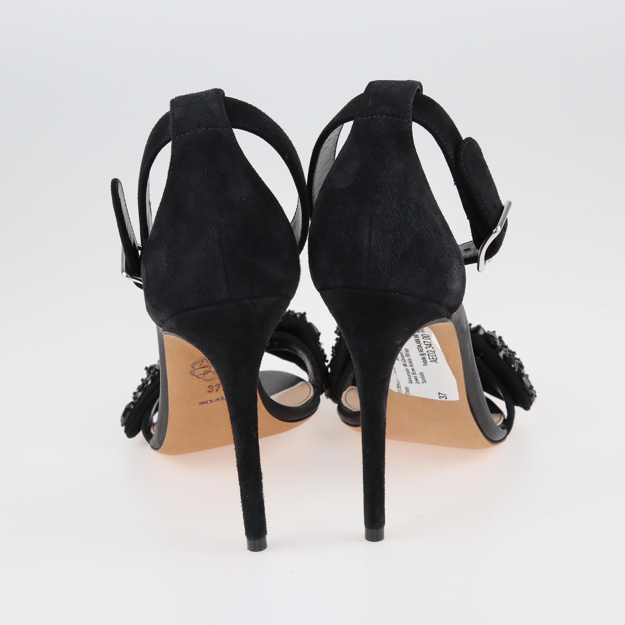 Alexander McQueen Black Jewel Bow Ankle Strap Sandals Shoes Alexandra McQueen 