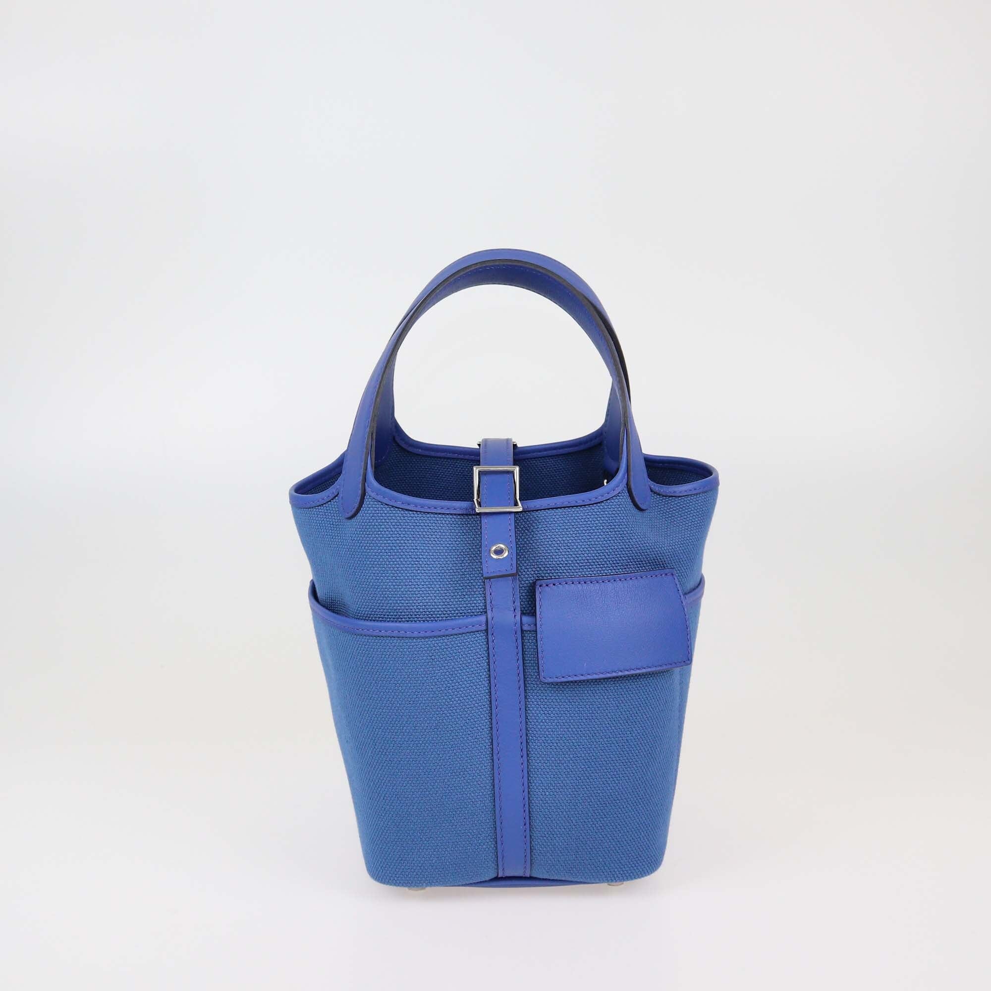 Hermes Bleu Royal Swift & Bleu Egee Geoland Toile Cargo Picotin Lock 18 Bag Womens Hermes 