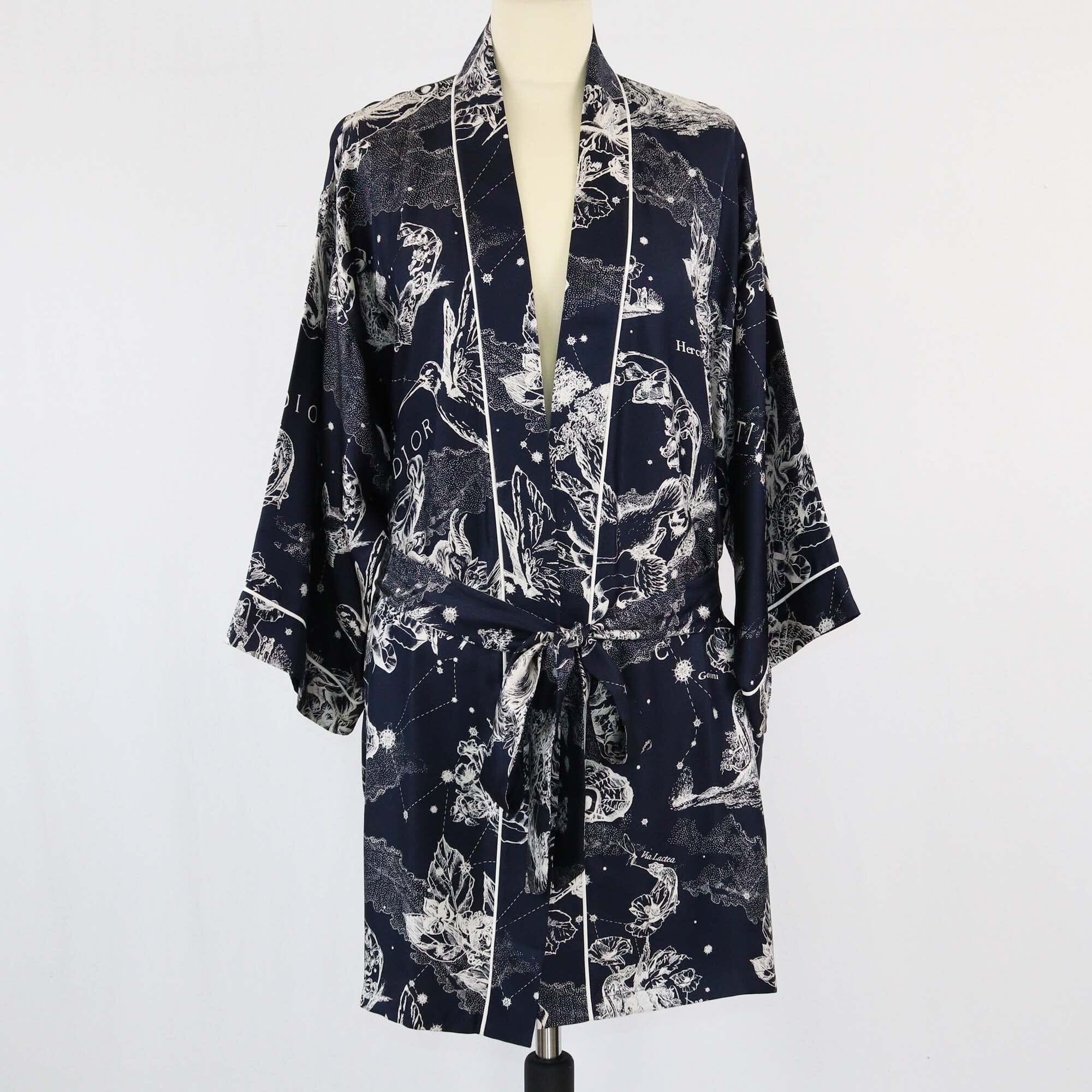 Christian Dior Navy Blue Zodiac Print Bathrobe Womens Christian Dior 