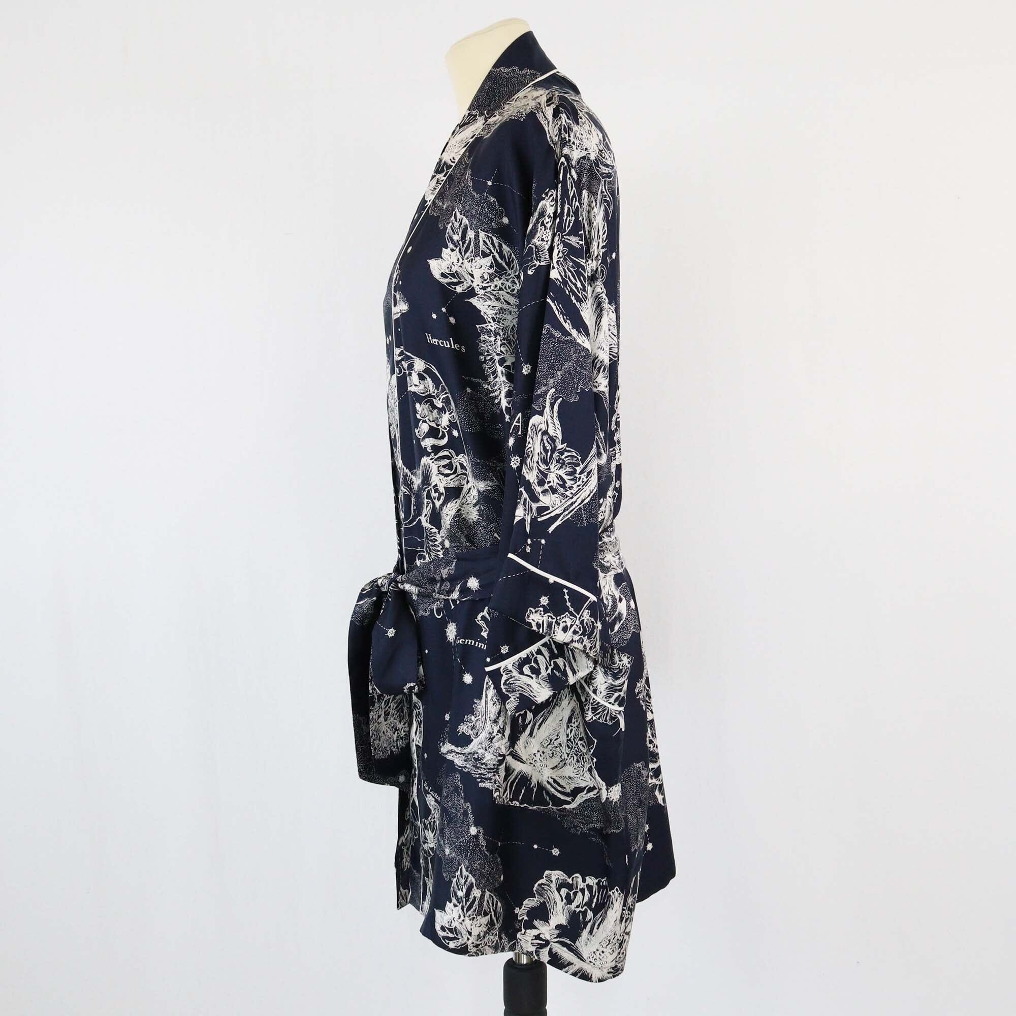 Christian Dior Navy Blue Zodiac Print Bathrobe Womens Christian Dior 