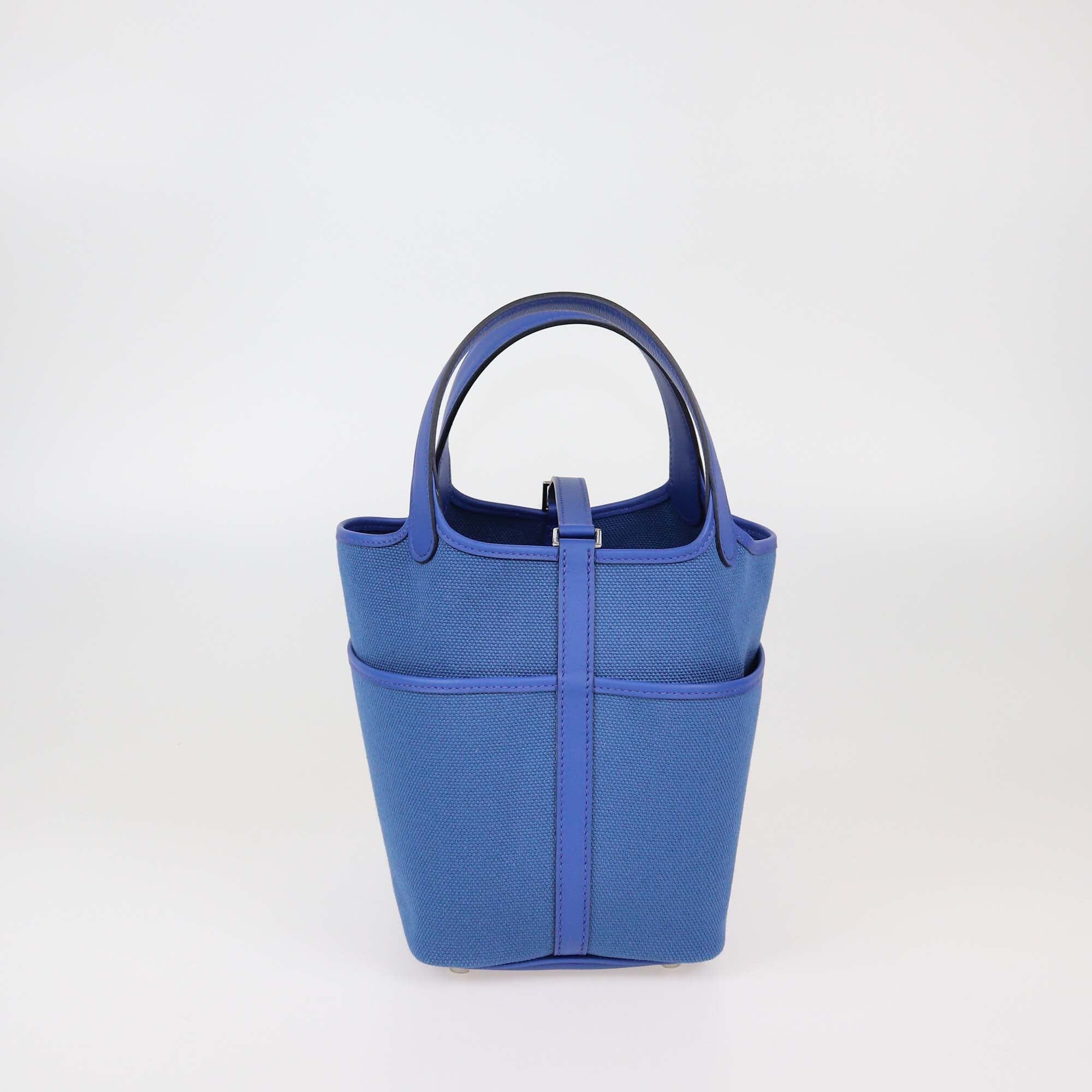Hermes Bleu Royal Swift & Bleu Egee Geoland Toile Cargo Picotin Lock 18 Bag Womens Hermes 