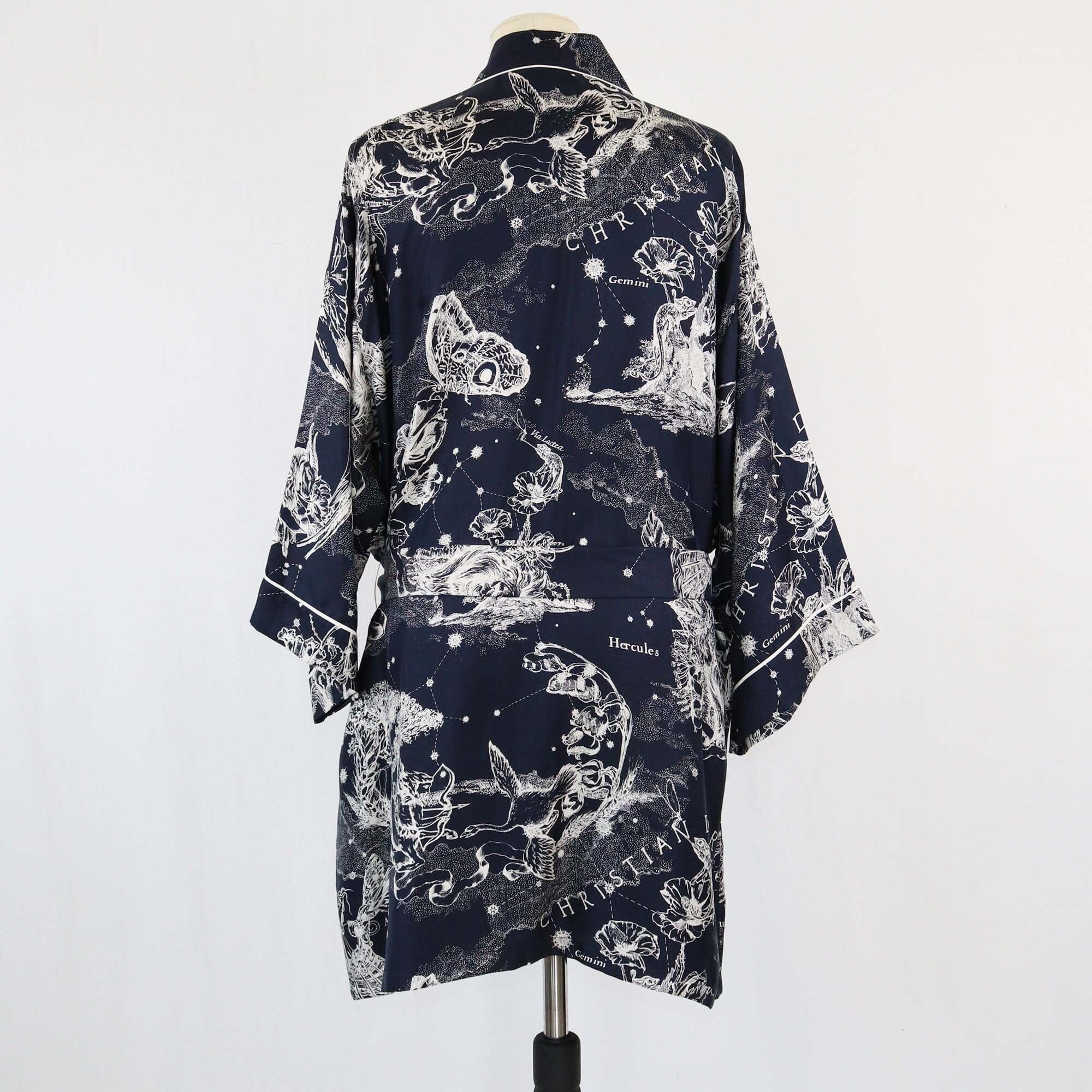 Christian Dior Navy Blue Zodiac Print Bathrobe Womens Christian Dior 