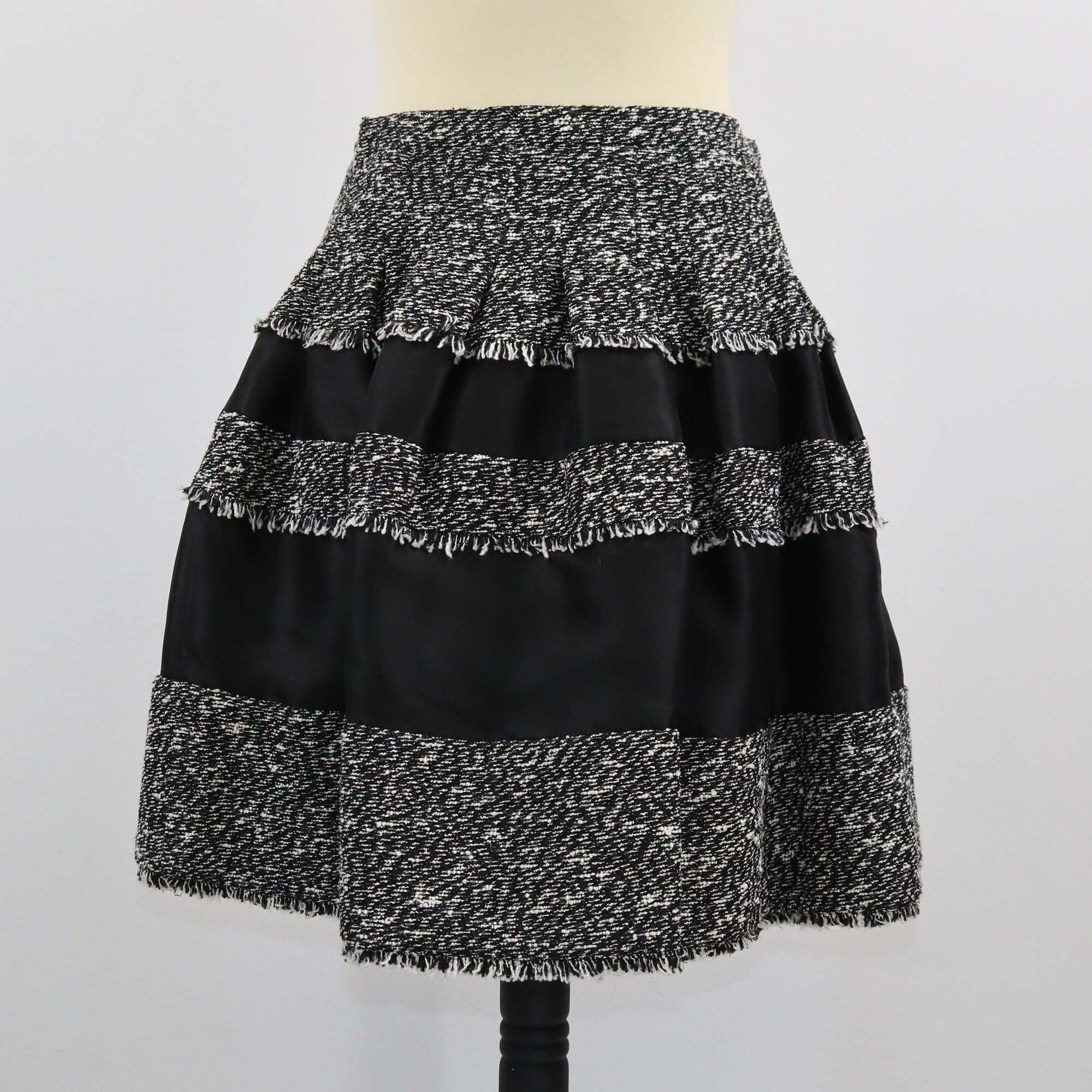 Christian Dior Black/White Oblique Jacquard Knee Length Skirt Womens Christian Dior 