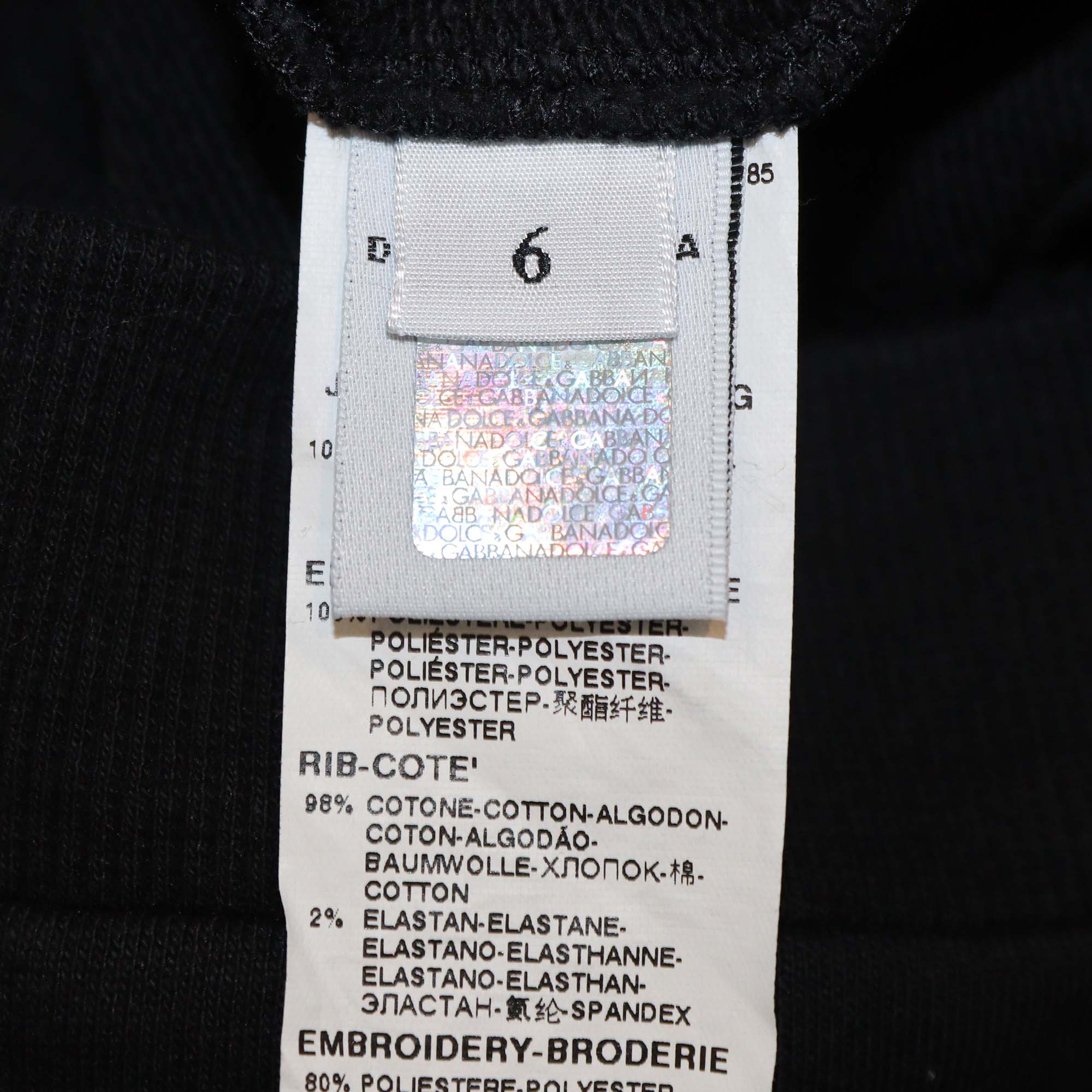 Dolce & Gabbana Kids Black Cotton DG Printed Patch Long Sleeve Sweatshirt