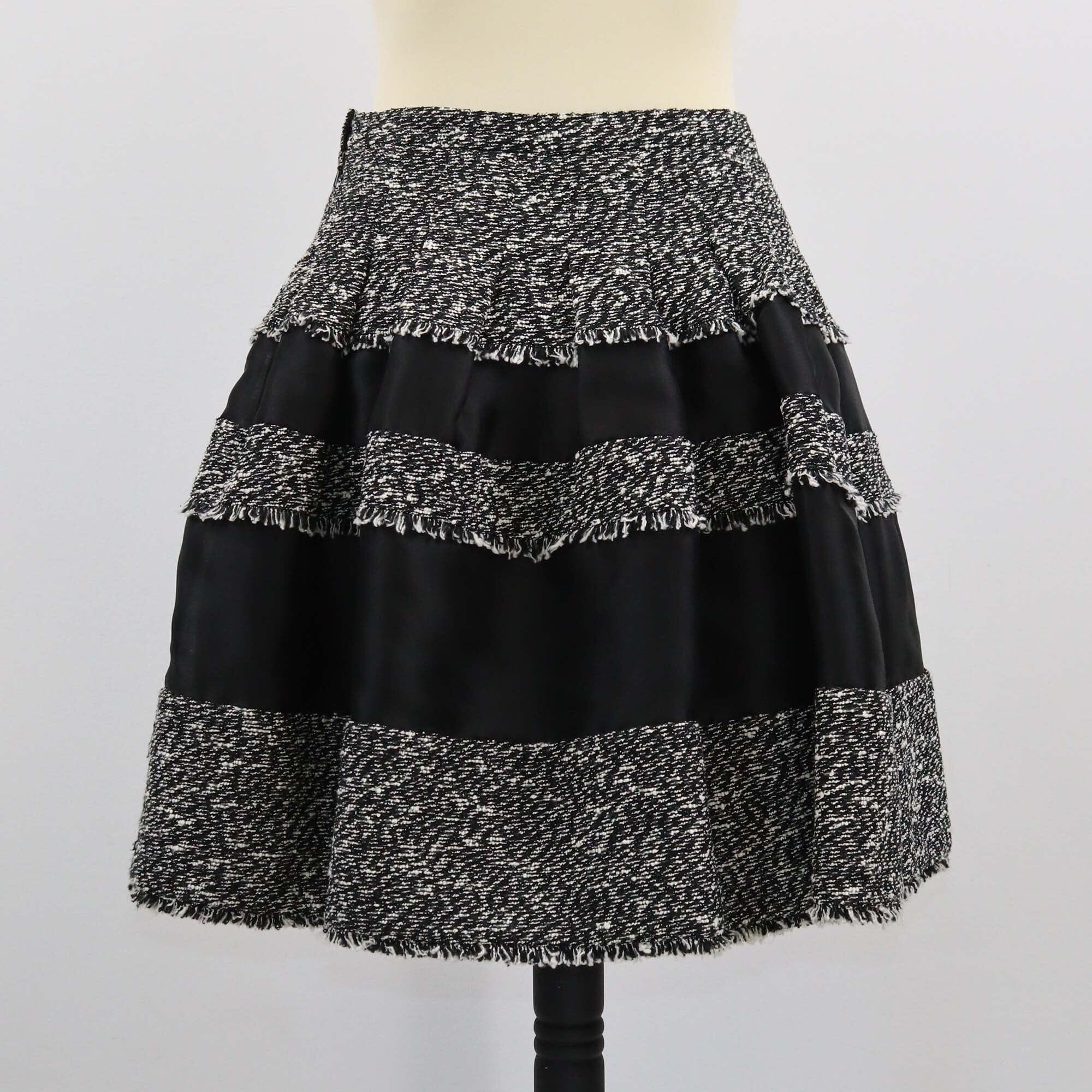 Christian Dior Black/White Oblique Jacquard Knee Length Skirt Womens Christian Dior 