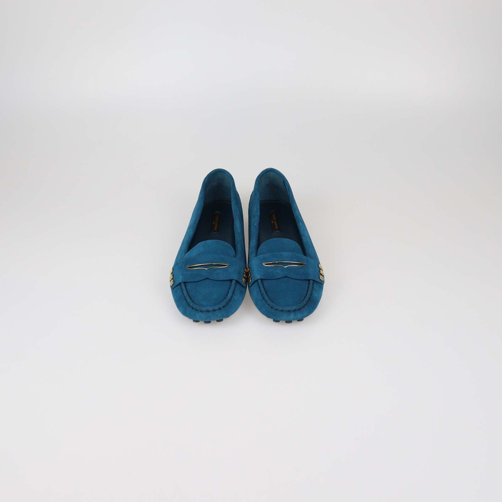 Louis Vuitton Teal Blue Suede Loafers