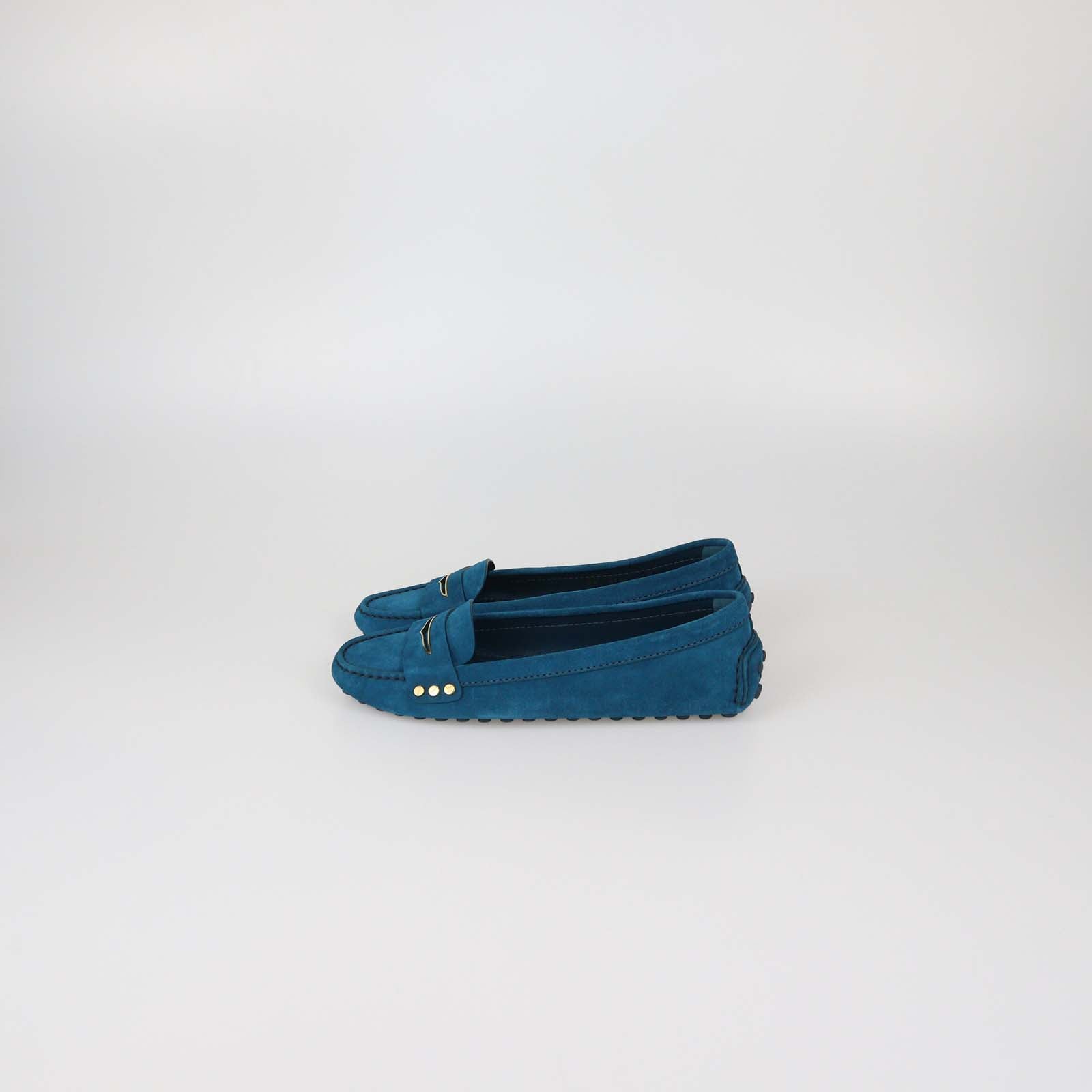Louis Vuitton Teal Blue Suede Loafers