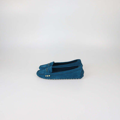 Louis Vuitton Teal Blue Suede Loafers
