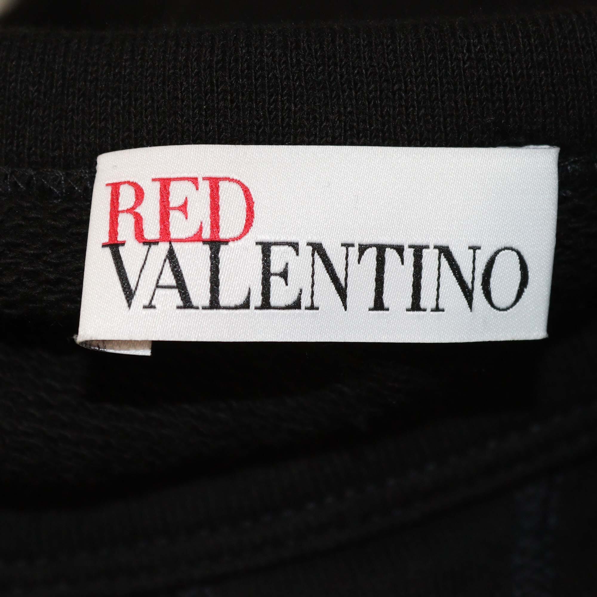 RED Valentino Black Cotton Lace Trim Long Sleeve Sweater Womens RED Valentino 