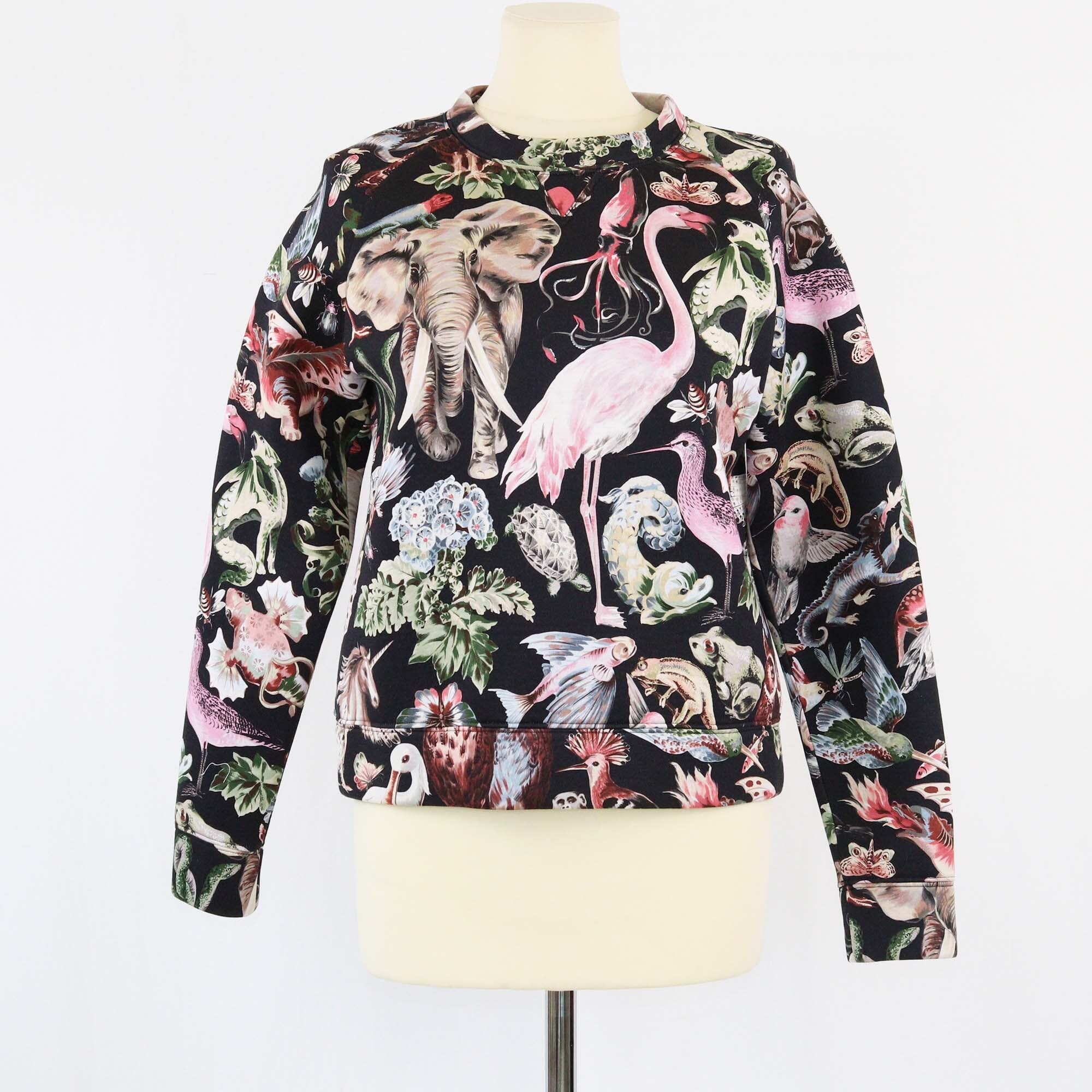 Valentino Black Animal Fantasy Print Neoprene Sweatshirt Womens Valentino 