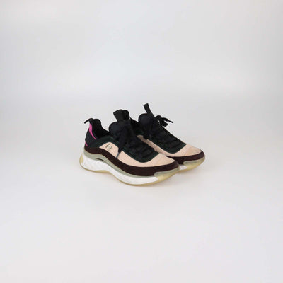 Chanel Multicolor Quilted Suede and Fabric CC Low Top Sneakers