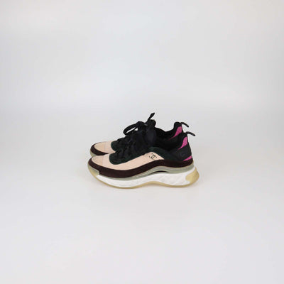 Chanel Multicolor Quilted Suede and Fabric CC Low Top Sneakers