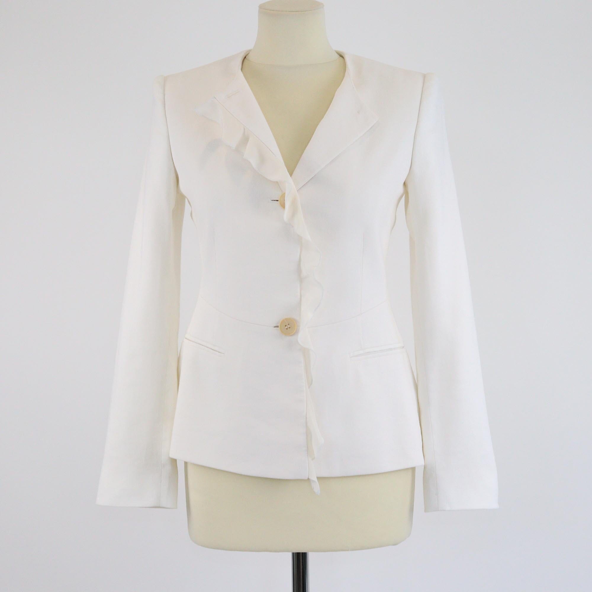 Stella McCartney Off White Ruffle Lace Detail Single Braested Blazer Womens Stella McCartney 