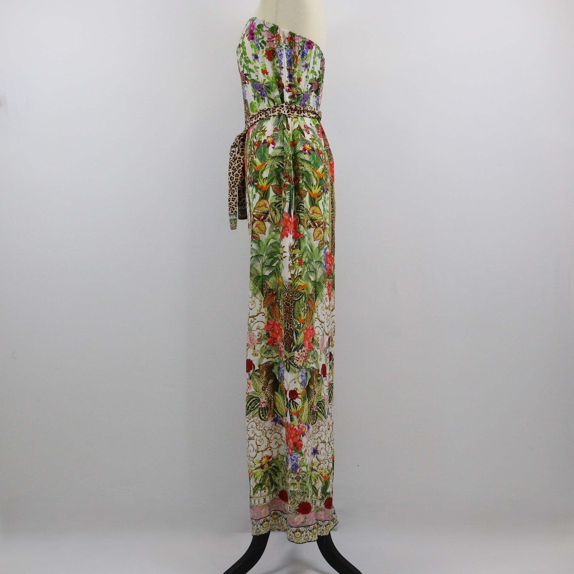 Camilla Multicolor Floral Print Strapless Belted Jumpsuit Womens Camilla 