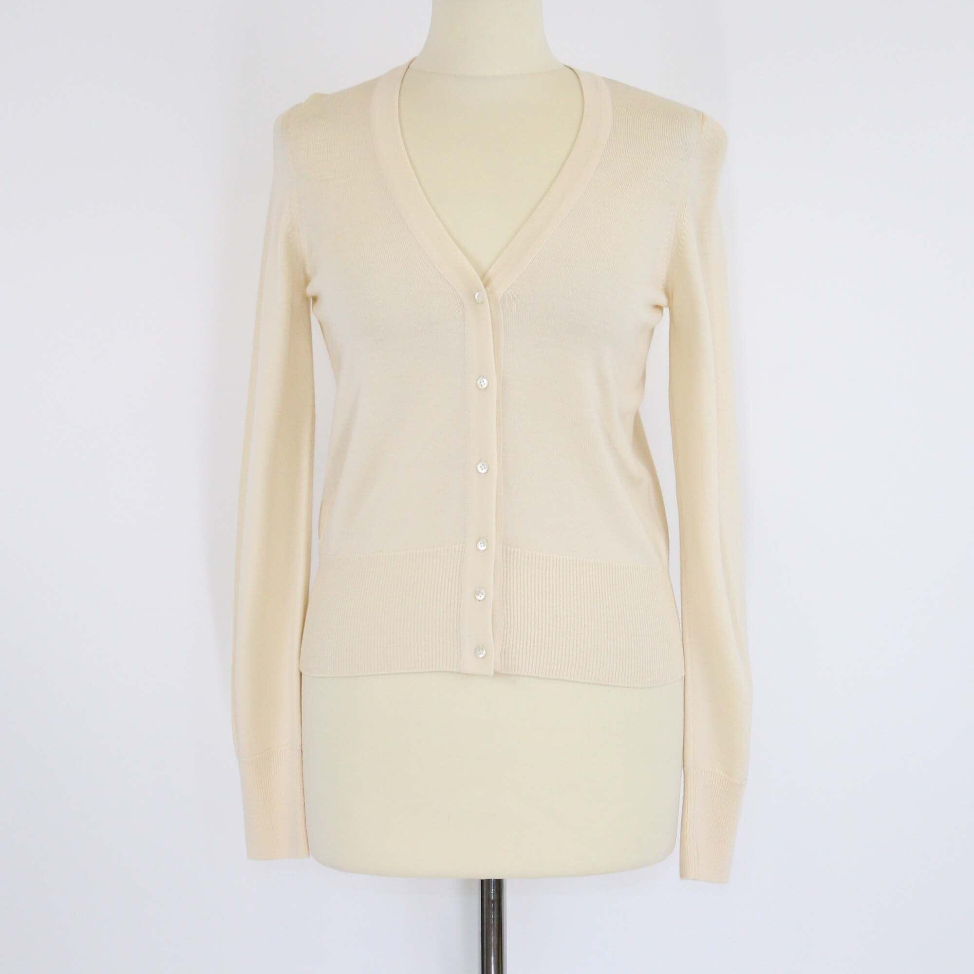 Alaia Cream Buttons Up Knitted Long Sleeve Wool Crop Top Womens Alaia 