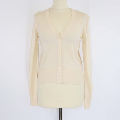 Alaia Cream Buttons Up Knitted Long Sleeve Wool Crop Top Womens Alaia 