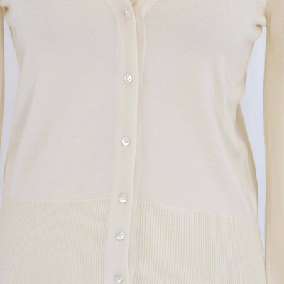 Alaia Cream Buttons Up Knitted Long Sleeve Wool Crop Top Womens Alaia 