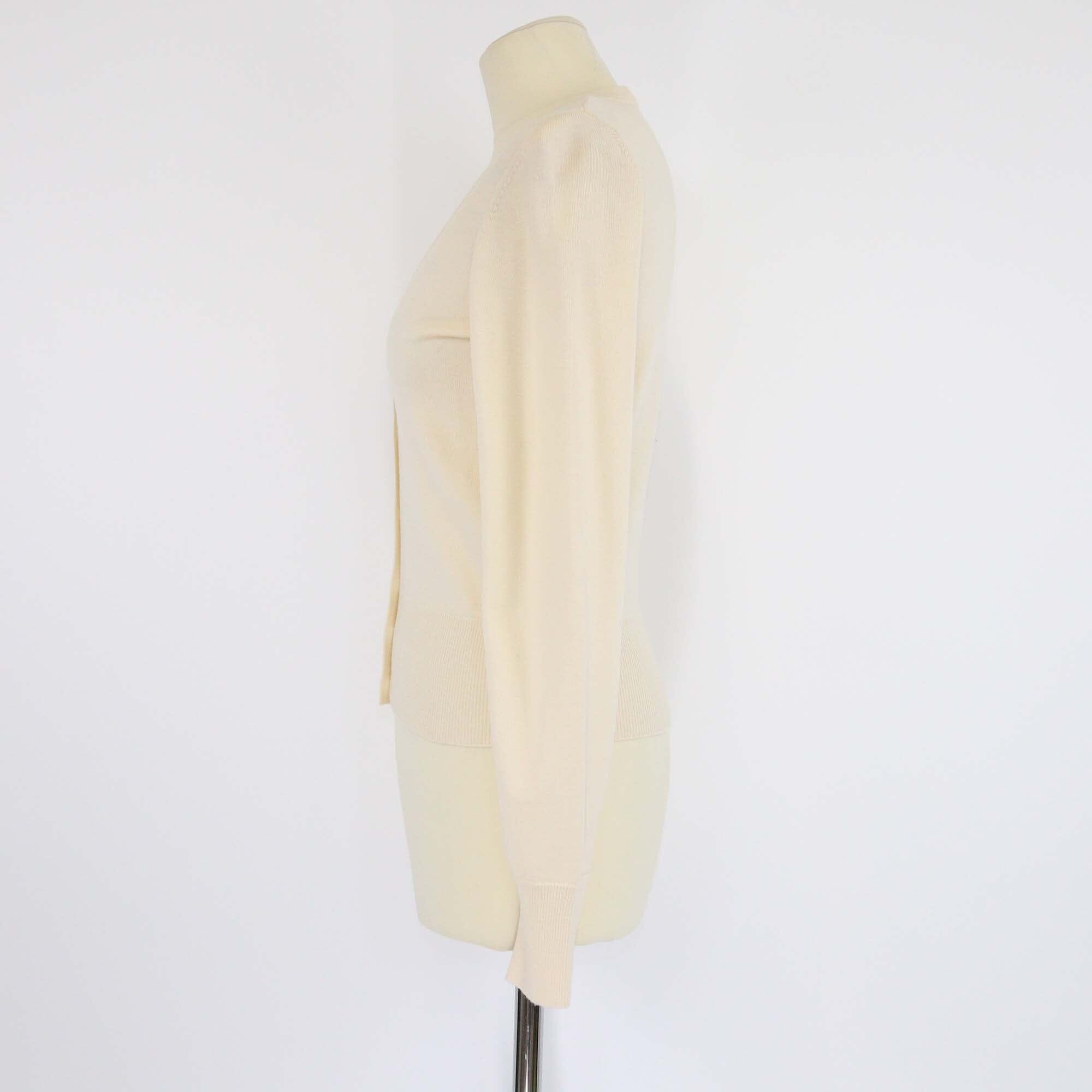Alaia Cream Buttons Up Knitted Long Sleeve Wool Crop Top Womens Alaia 