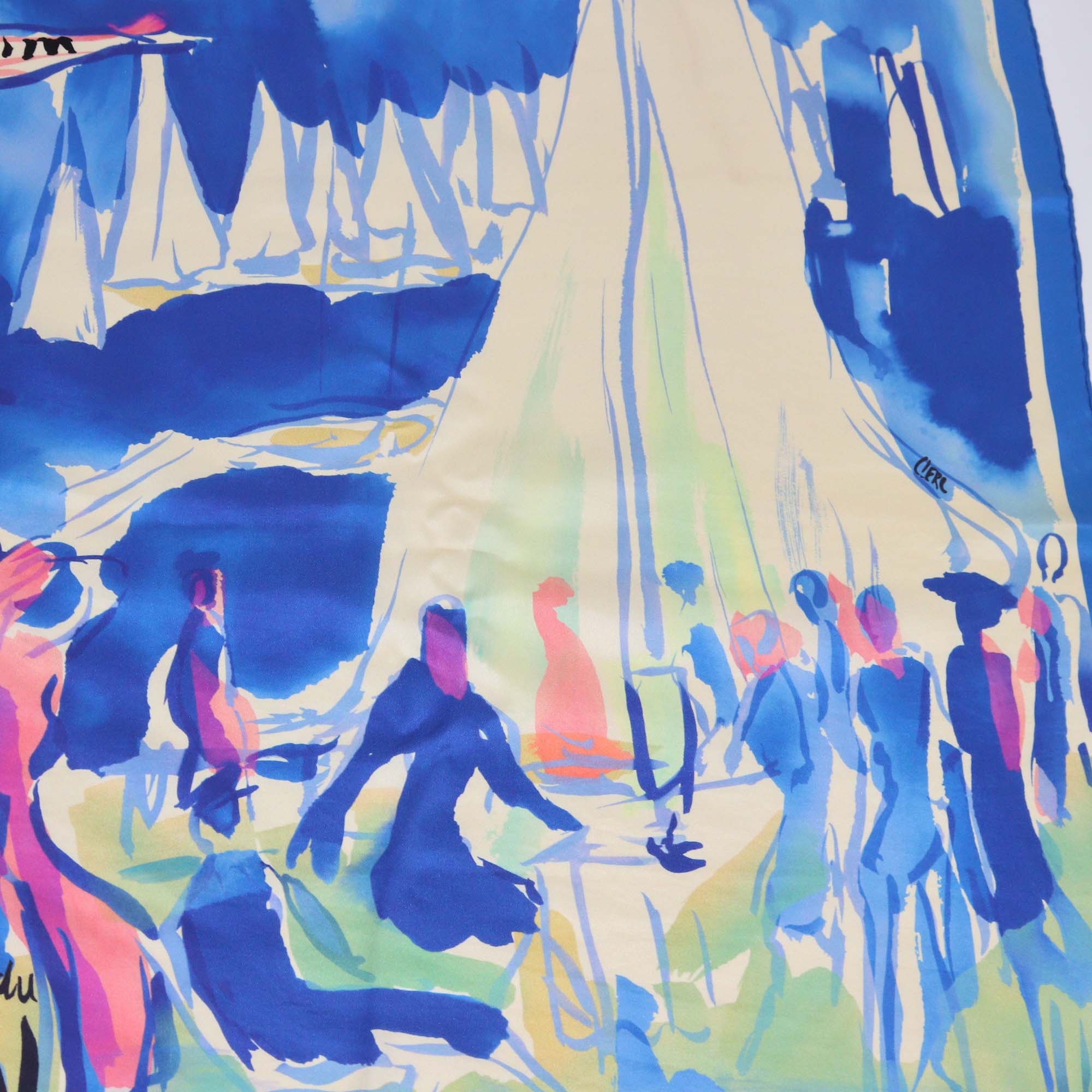 Hermes Multicolor Silk Sur Les Rives Du Leman Print Scarf 70