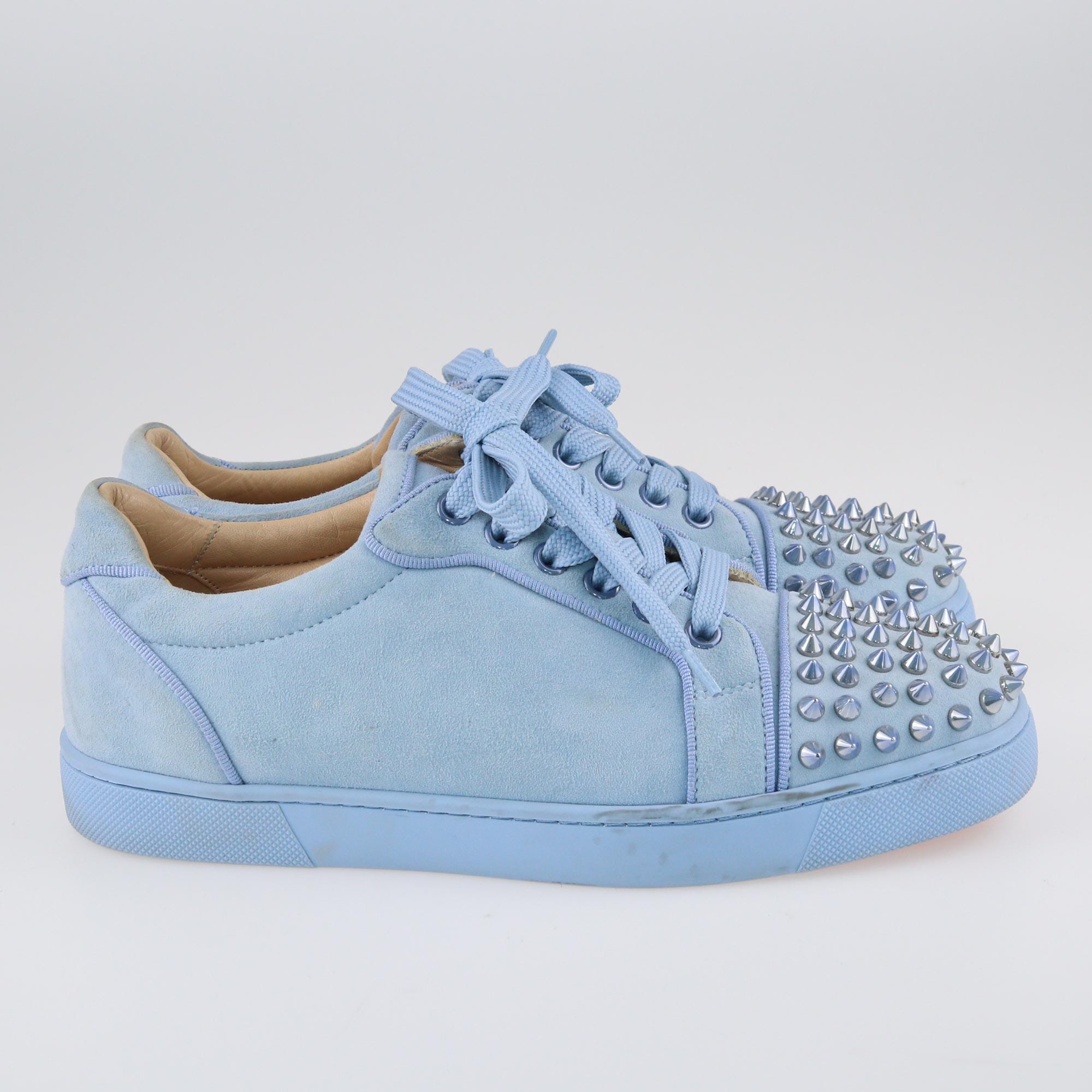 Christian Louboutin Blue Louis Junior Spike Low Top Sneakers Shoes Christian Louboutin 