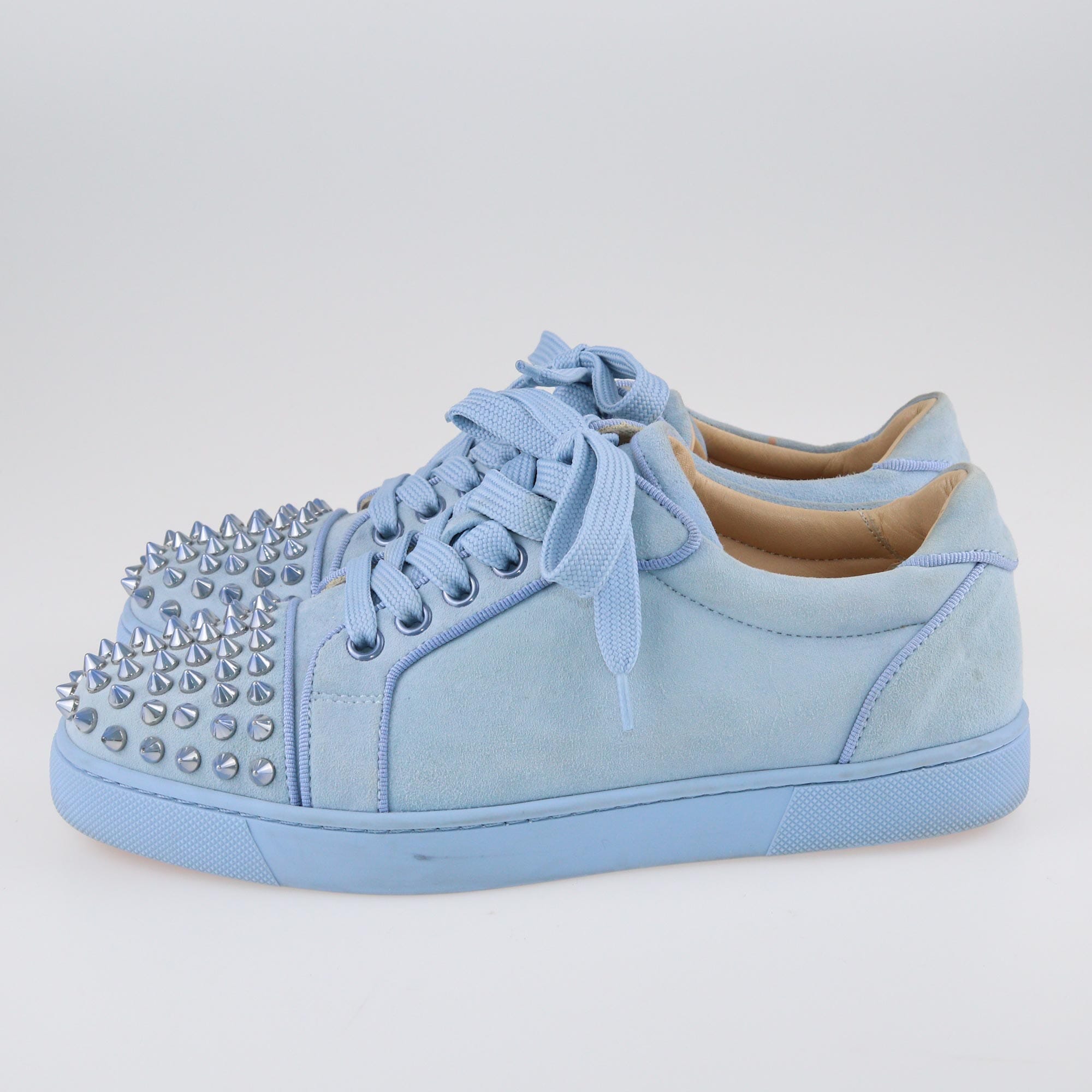 Christian Louboutin Blue Louis Junior Spike Low Top Sneakers Shoes Christian Louboutin 