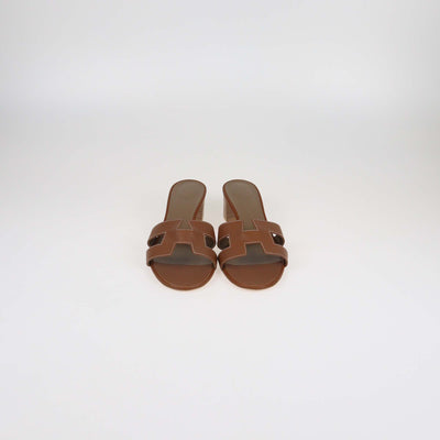Hermes Gold Leather Oasis Sandals