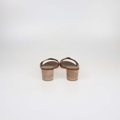 Hermes Gold Leather Oasis Sandals