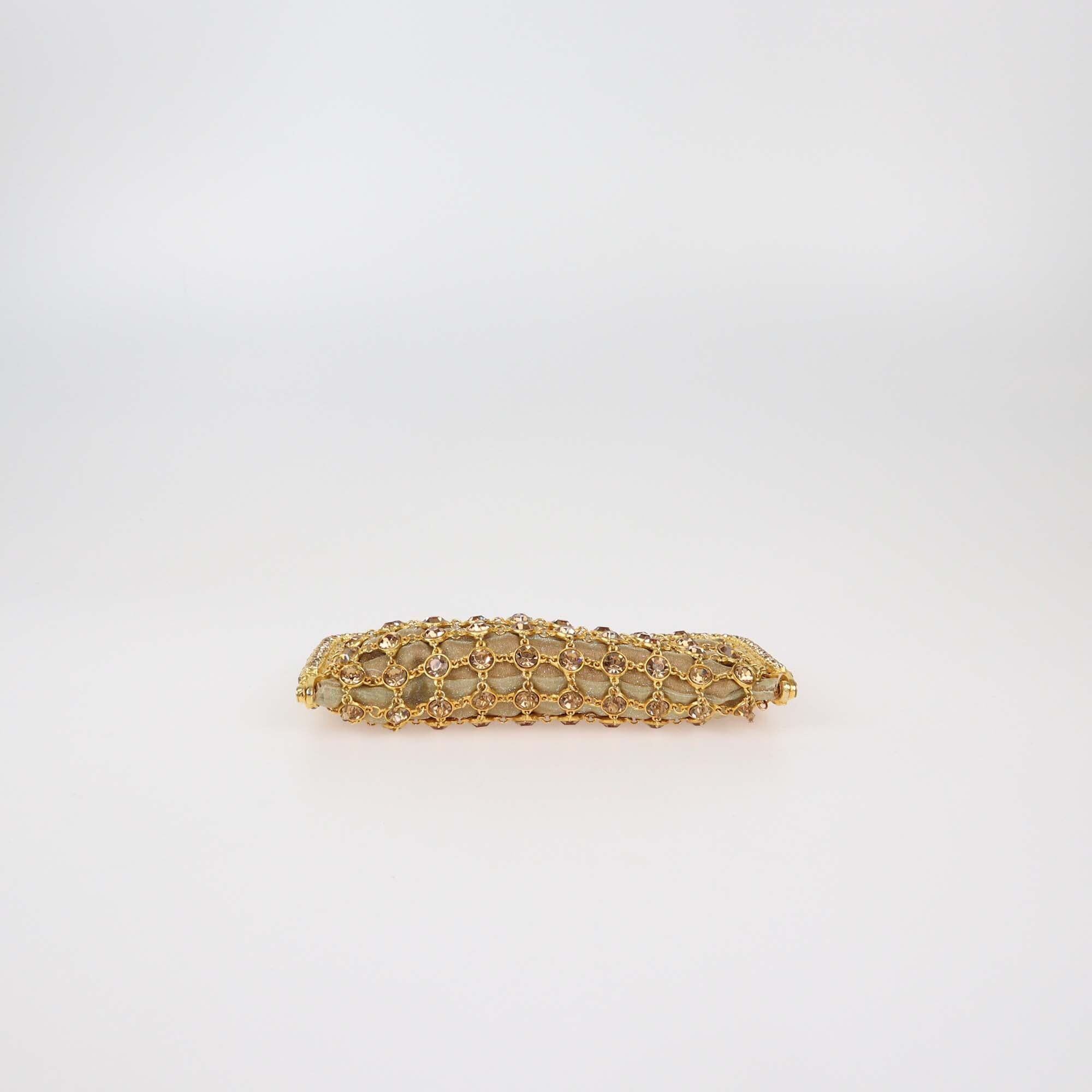 Clara Kasavina Gold Crystal Chain Clutch Womens Clara Kasavina 