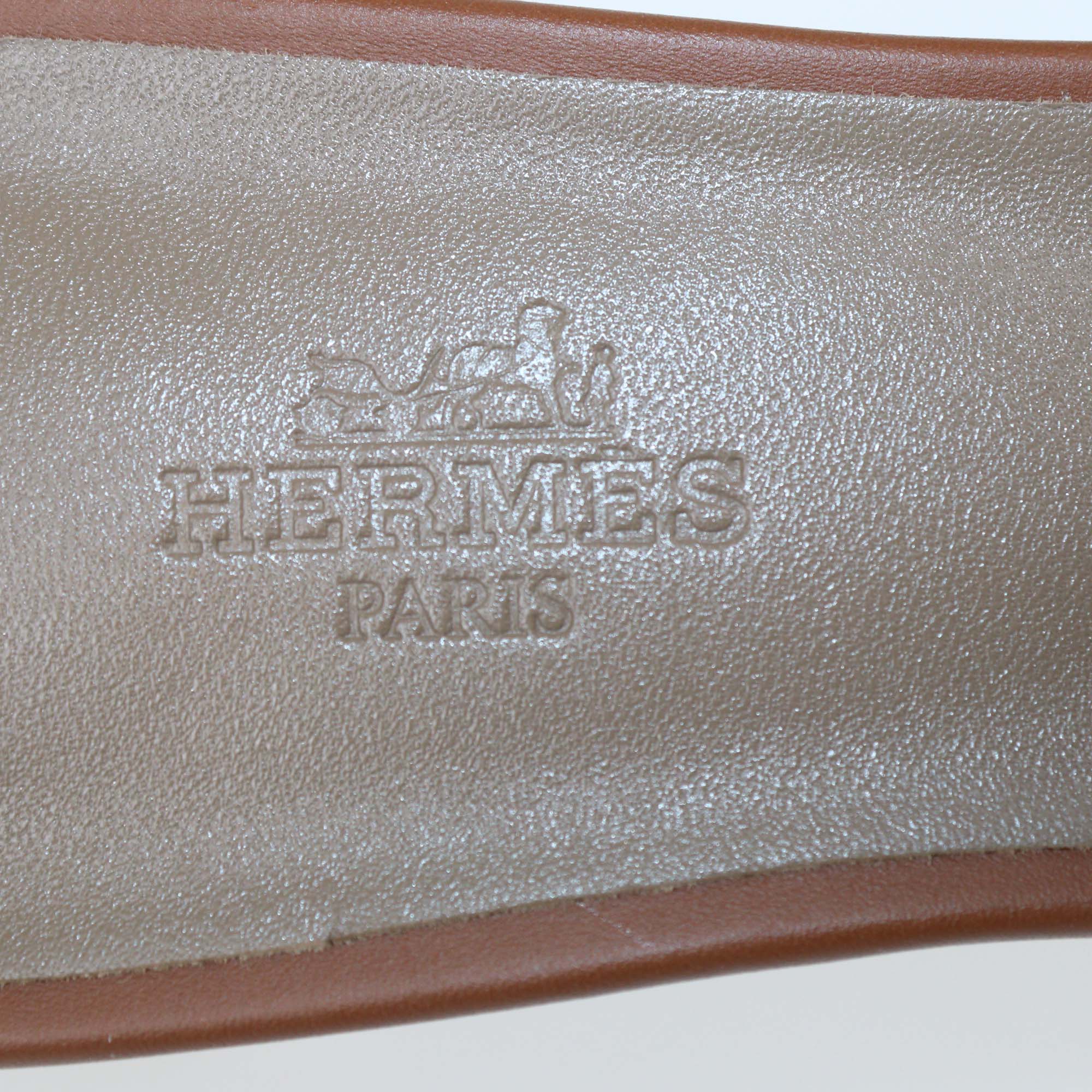 Hermes Gold Leather Oasis Sandals