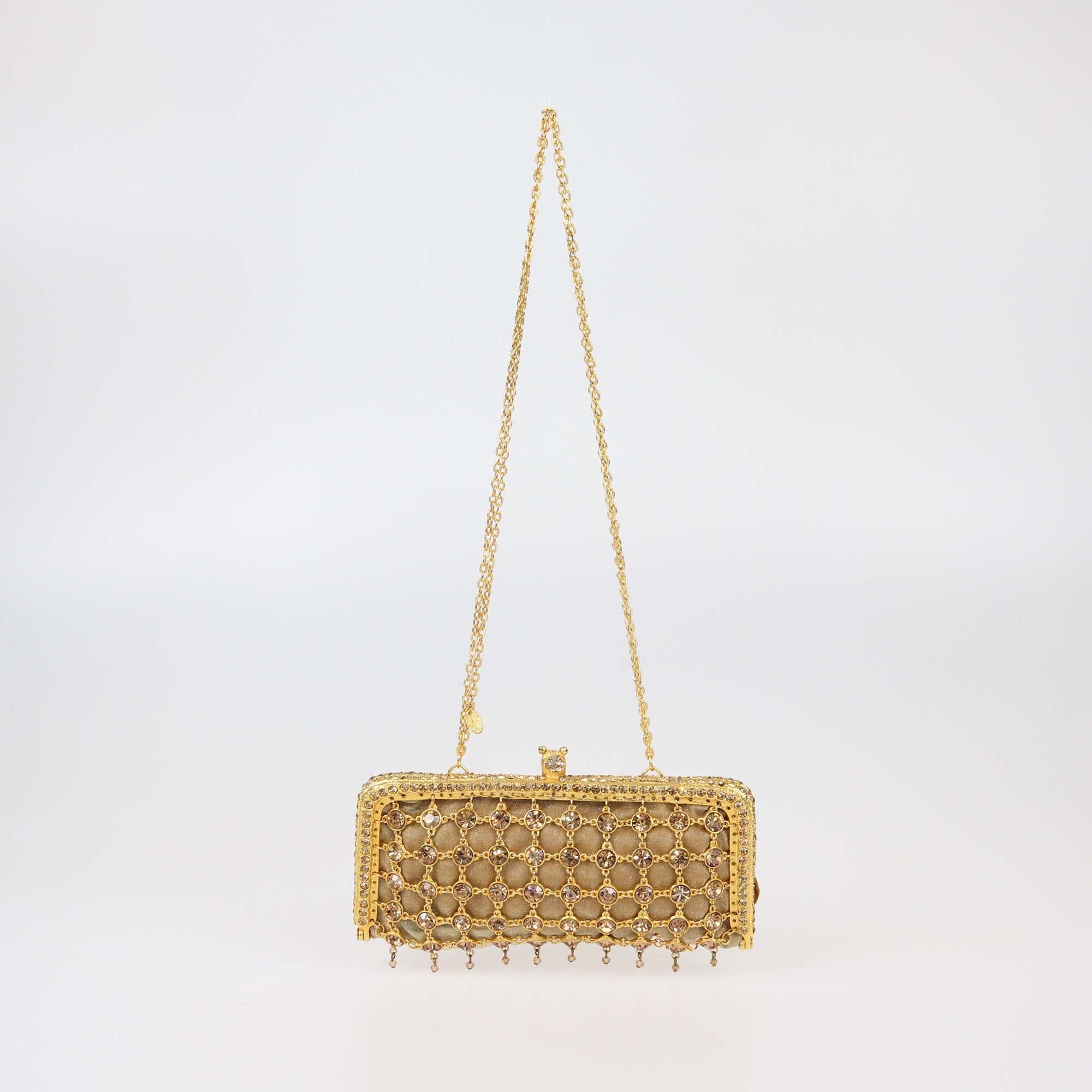 Clara Kasavina Gold Crystal Chain Clutch Womens Clara Kasavina 