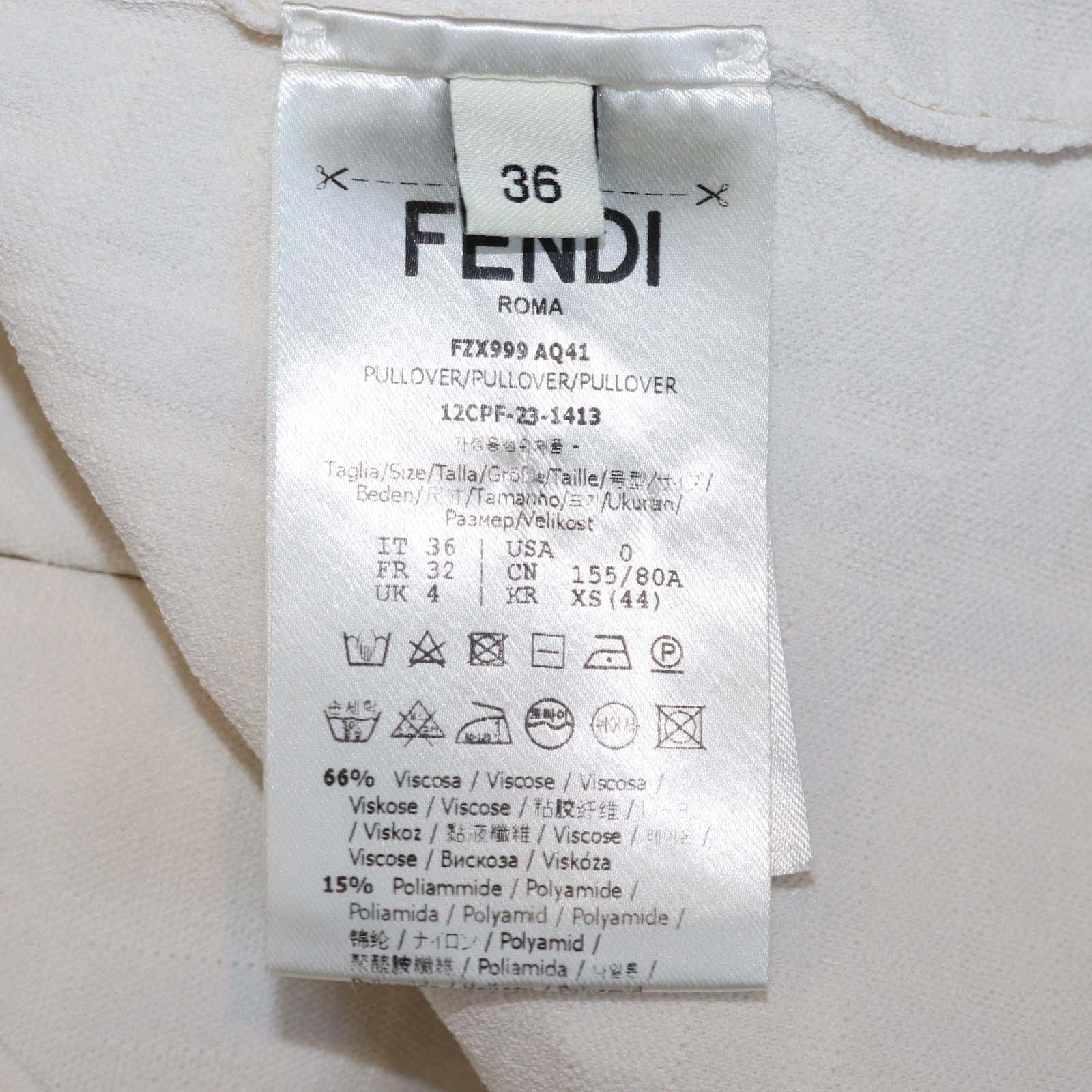 Fendi Off White Blend Viscose FF Jacquard Knit Short Sleeve T-Shirt