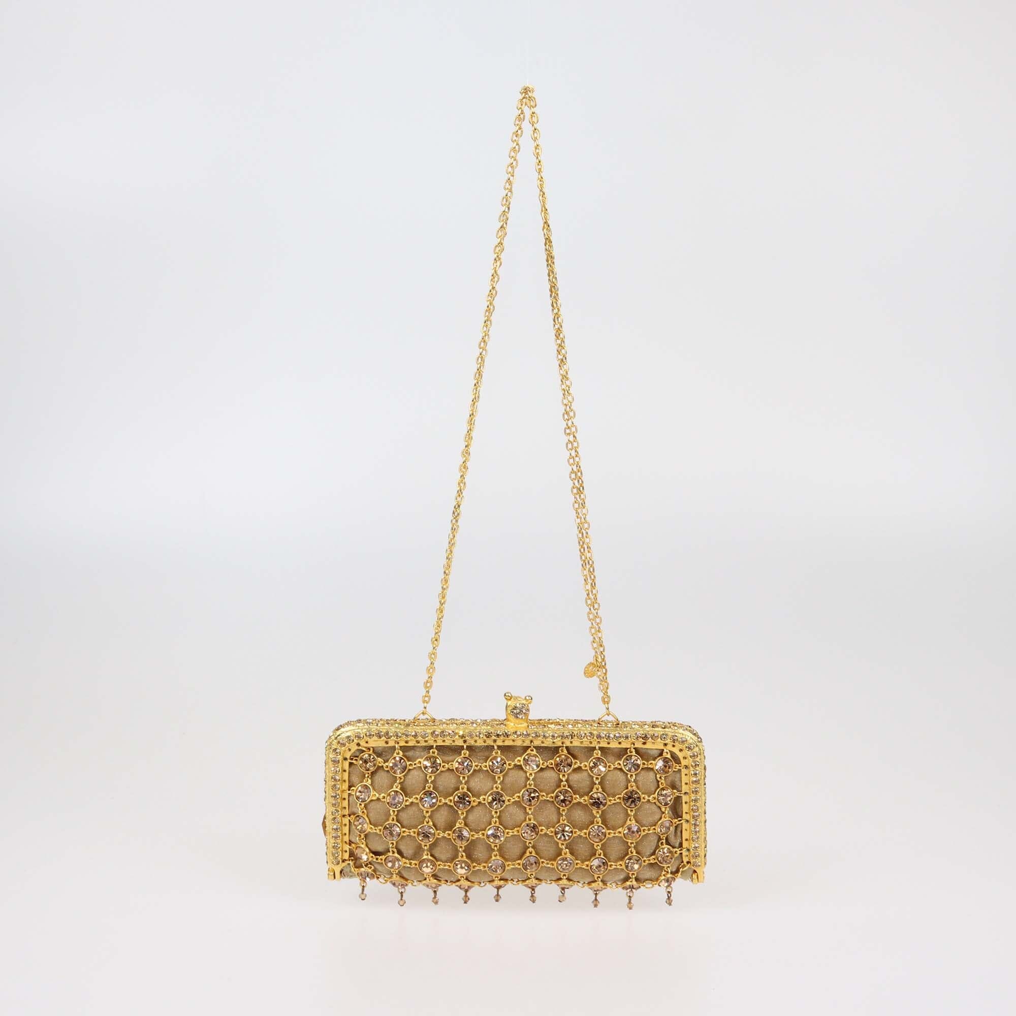 Clara Kasavina Gold Crystal Chain Clutch Womens Clara Kasavina 