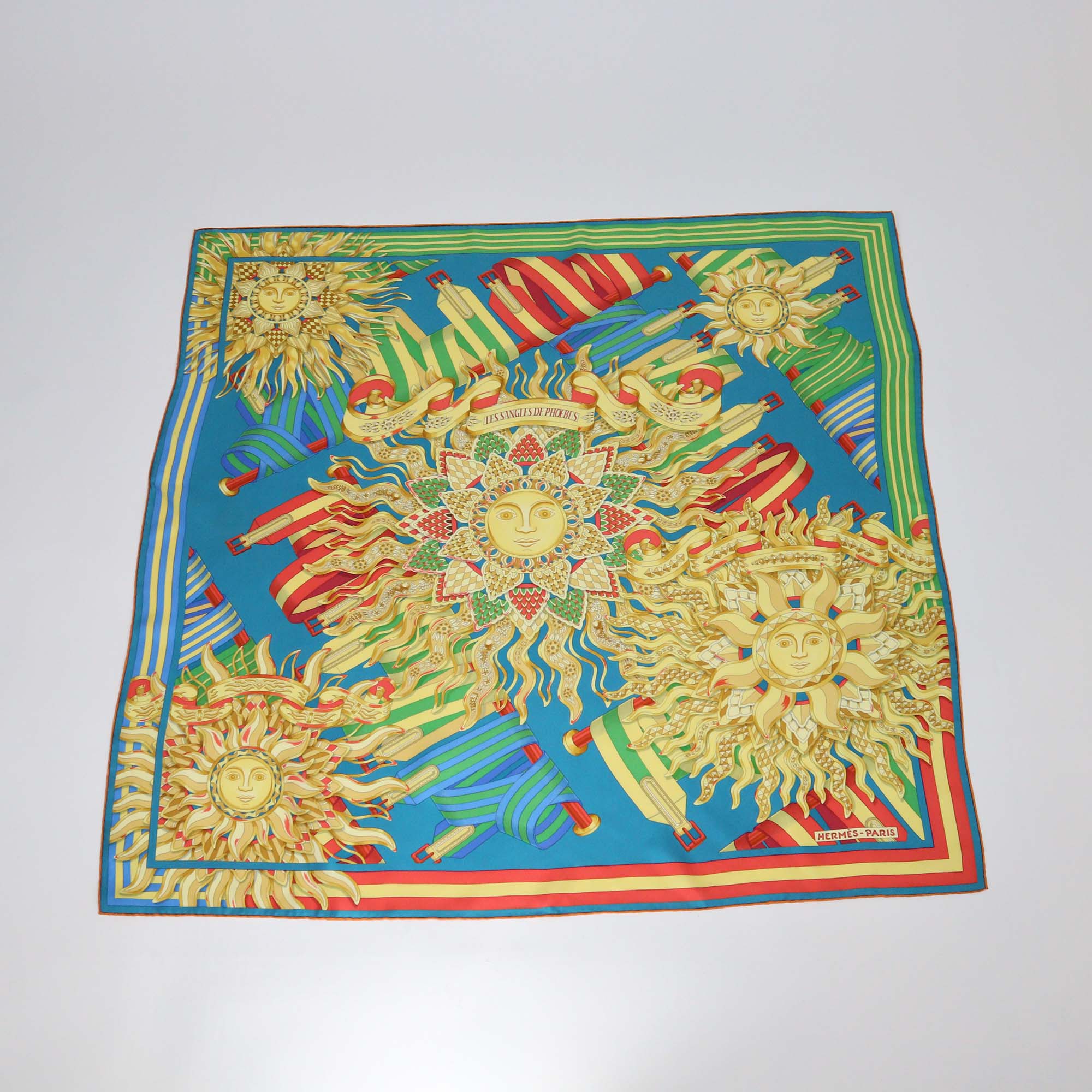 Hermes Multicolor Silk Les Sangles De Phoebus Scarf 90