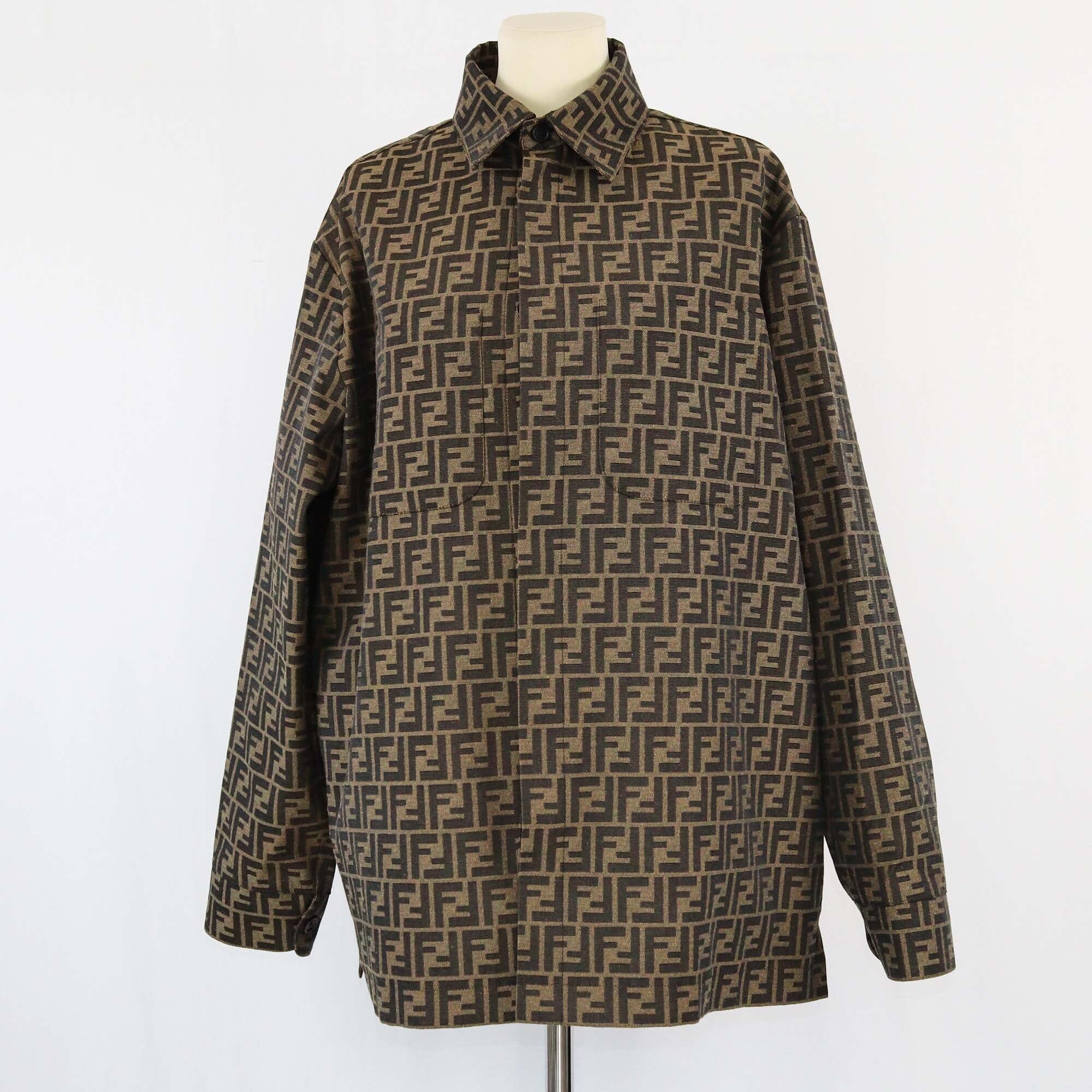 Fendi Tobacco FF Jacquard Blouson Jacket Mens Fendi 