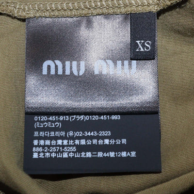 Miu Miu Green/Brown Cotton Flocked Logo Crop T-Shirt