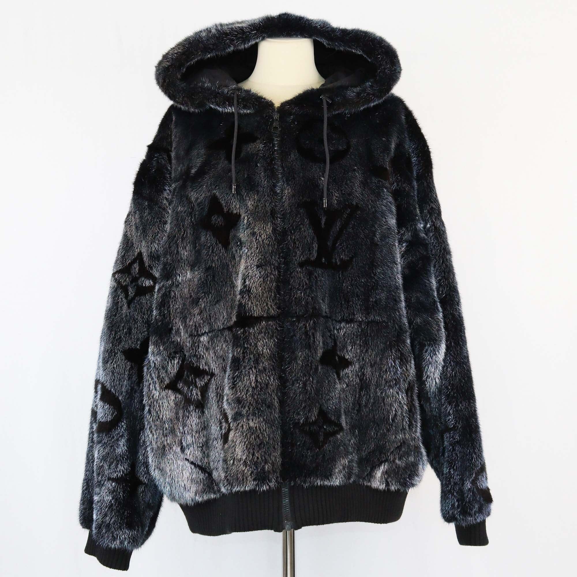 Louis Vuitton Metallic Blue Monogram Fur Zipped Hoodie Jacket Mens Louis Vuitton 