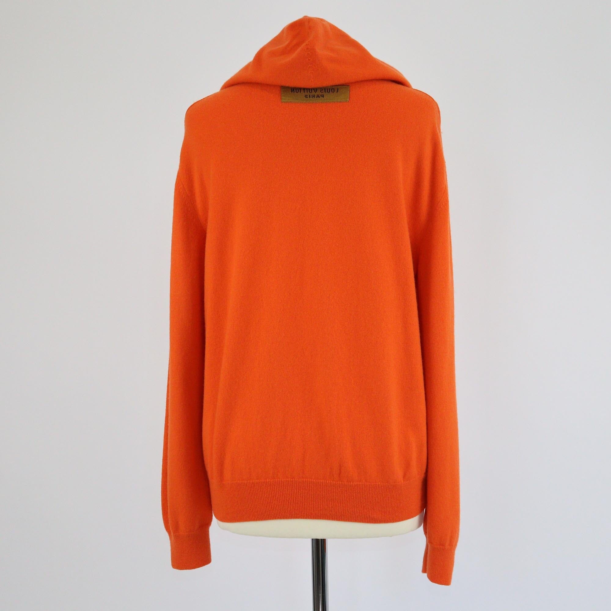 Louis Vuitton Orange Knit Logo Embossed Hooded Sweater Womens Louis Vuitton 