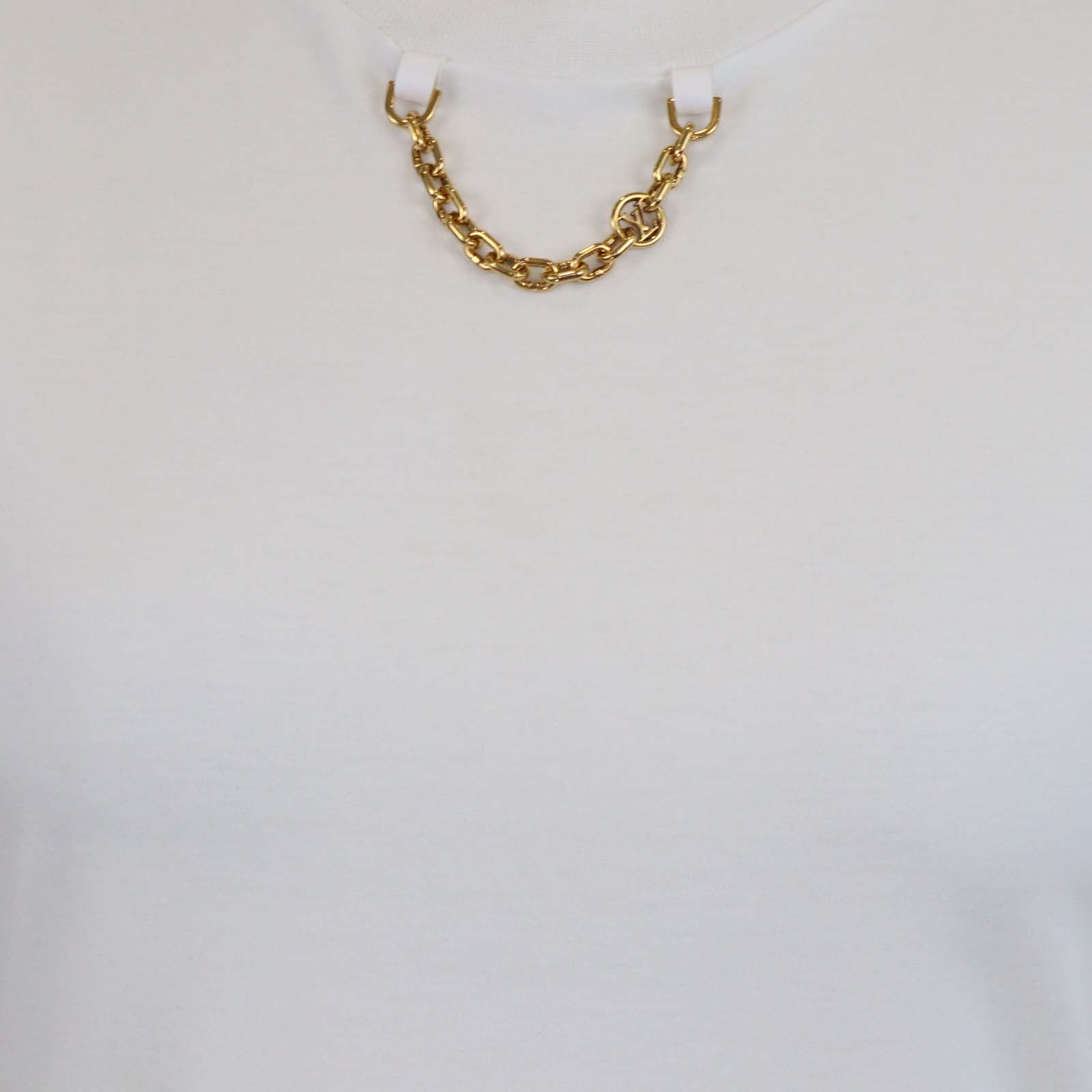 Louis Vuitton White Cotton Chain Detail T-Shirt