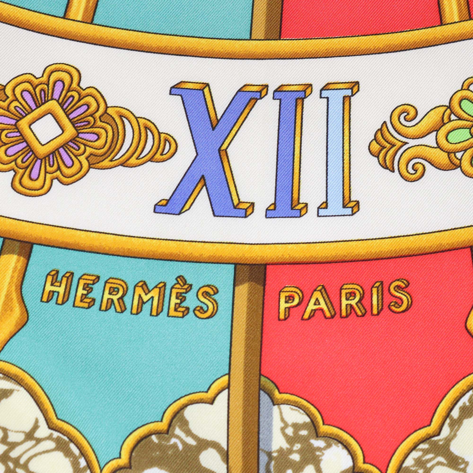 Hermes Multicolor Silk Carpe Diem Scarf 90